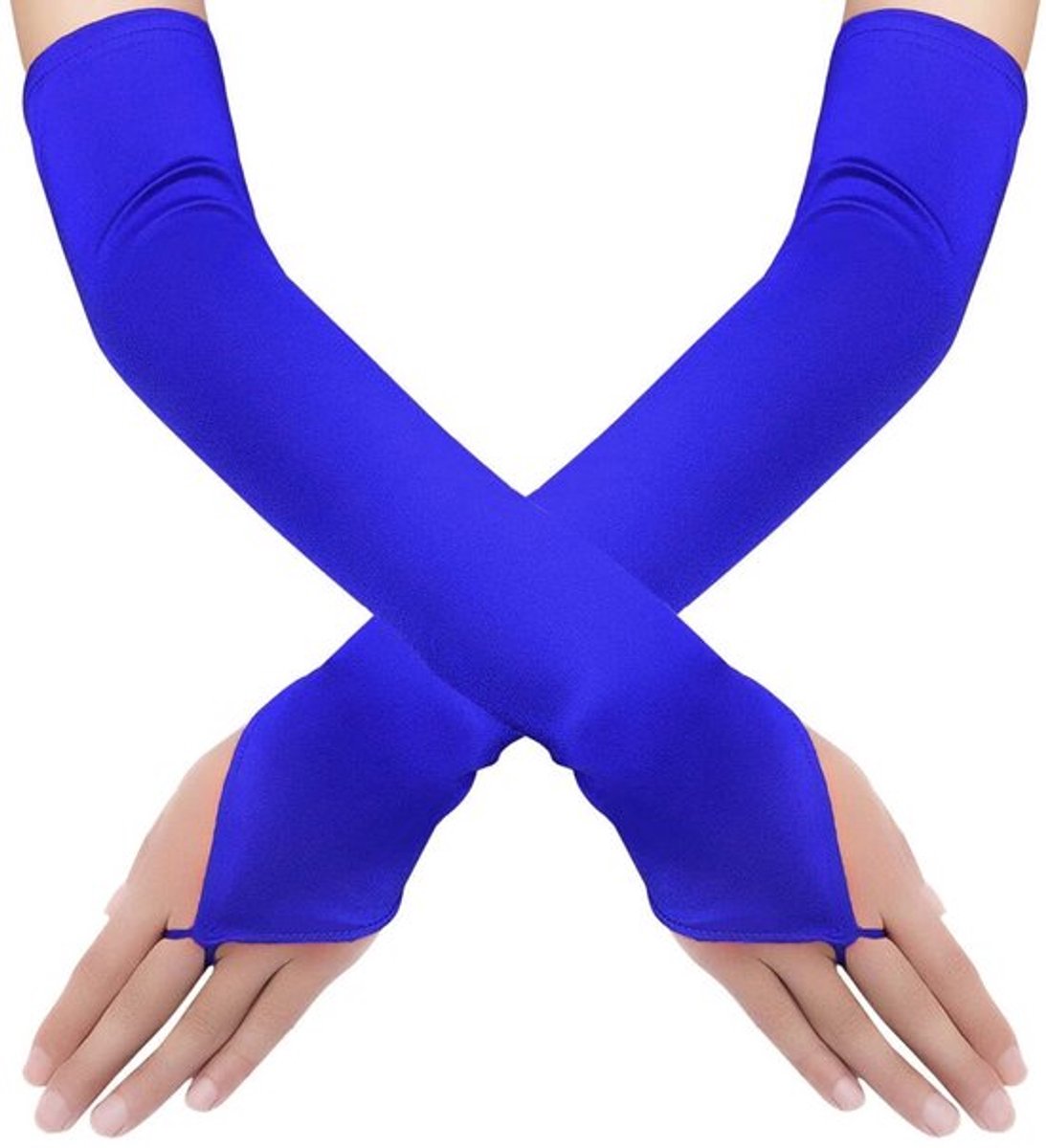 Lange Handschoenen - Satijnen - Vingerloos - Accessoires voor Bruiloft - Feesten - Jaren 20 - Micro-elastisch, 48 cm - Opera Handschoenen