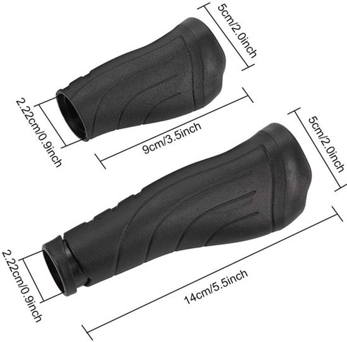 Fietsstuurgrepen Rubber - Ergonomisch Ontwerp - Antislip Grip - Korte/Lange Lengtecombinatie - Stevige Pasvorm - Hoogwaardig Materiaal - Fietshandvat