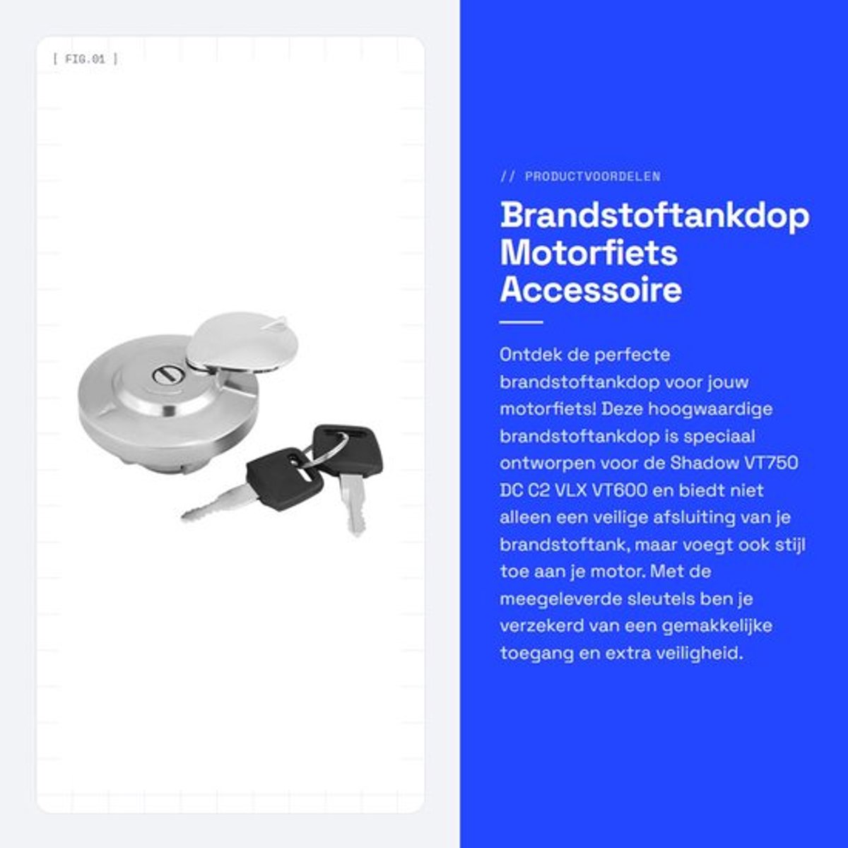 Tankdop Gemaakt van Gelegeerd Staal - Motorfiets Tankdeksel - Inclusief 2 Sleutels - Diameter 7cm - Dikte 4cm - Schokbestendig - Motorfietstankdop