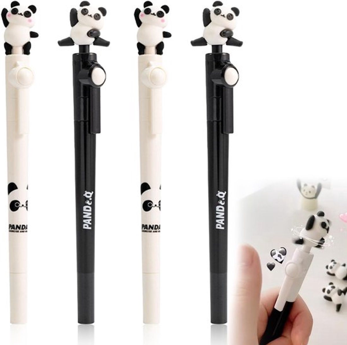 4 stuks Kawaii gelstiften, 0,5 mm zwarte pen, draaibare dop, schattige school- en kantoorartikelen