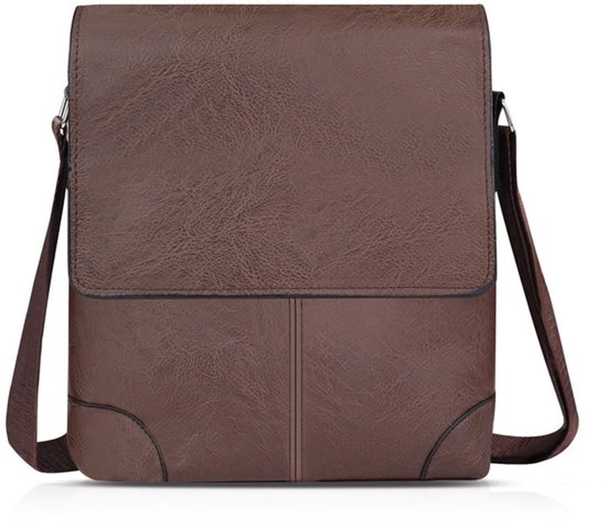AfitLulu Schoudertas voor heren, 4 zakken, klep, crossbody tas met verstelbare riem, kunstleer, messenger bags met ritssluiting en magnetisch, geschikt voor business en vrije tijd