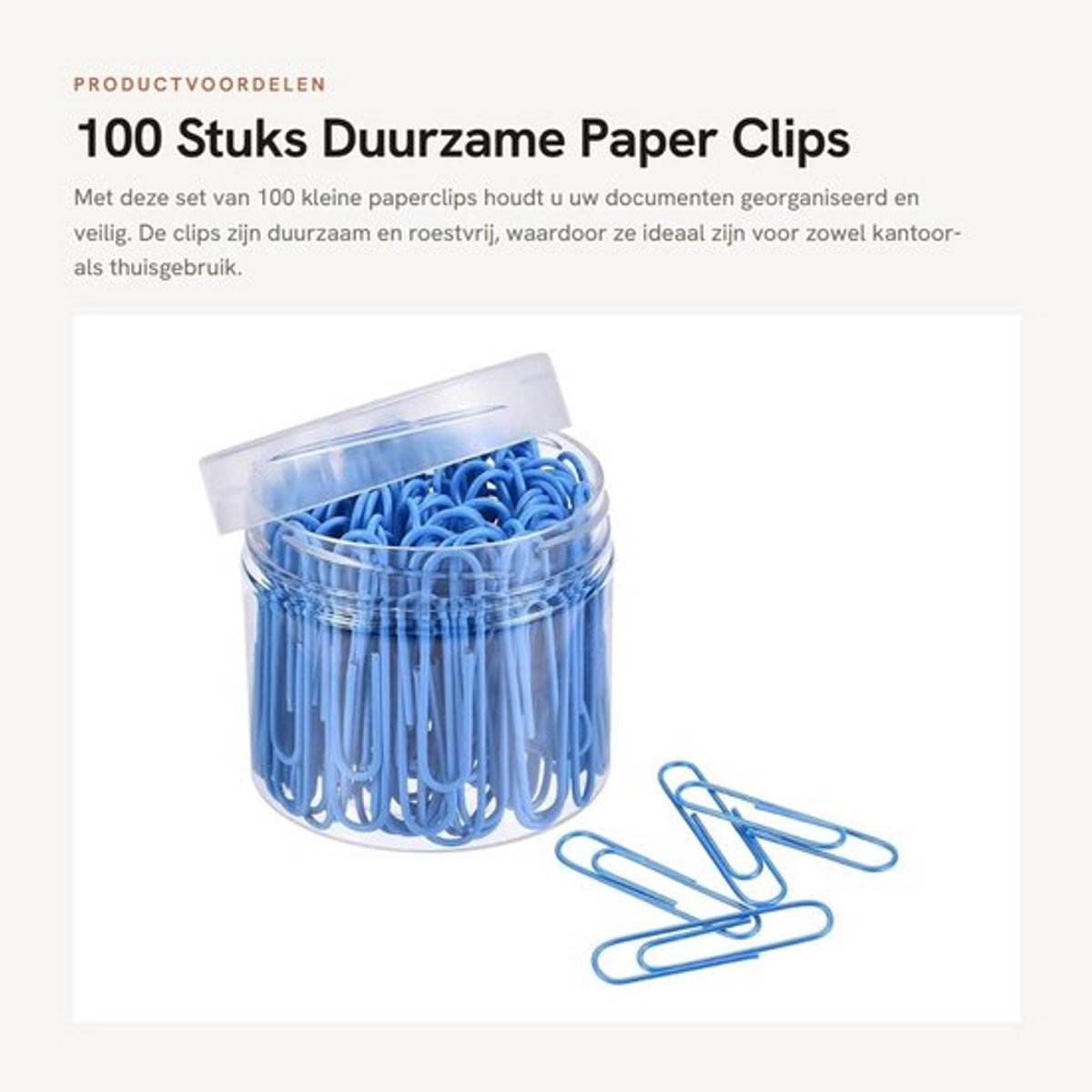 Paperclips 100 Stuks - Gekleurde Paperclips - Roestvrij Staal - Kantoor Benodigdheden - Organiseren - 50mm Grootte - Kantoorbenodigdheden