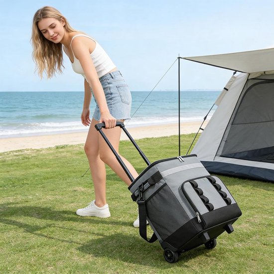 Campingkoelbox met wielen - Draagbare koelbox Outdoor koeler - Eten en drinken koel houden - Waterdicht en scheurbestendig — afbeelding 5