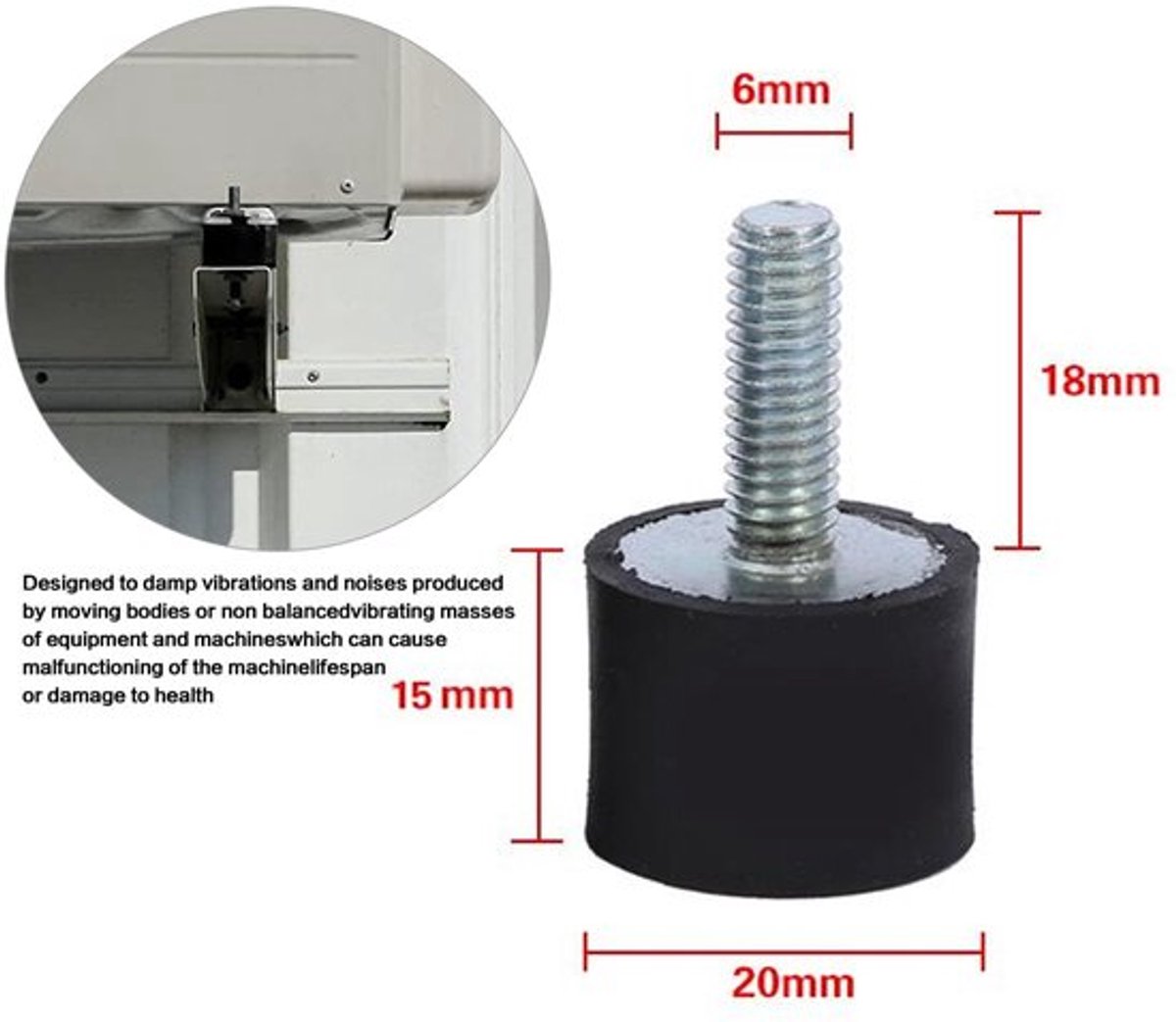 Rubber Mount 4 Stuks - Trillingsisolatie - Antivibratie - Schokdemper - Zwart/Zilver - M6/M8 Draaddiameter - Trillingsisolator