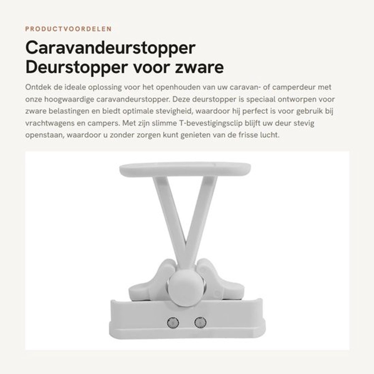 Deurstopper voor zware belastingen - Deurbuffer - Deurvastzetter - Deurstopper voor campers - Deurstopper met veer - T-bevestigingsclip - Deurbeschermer