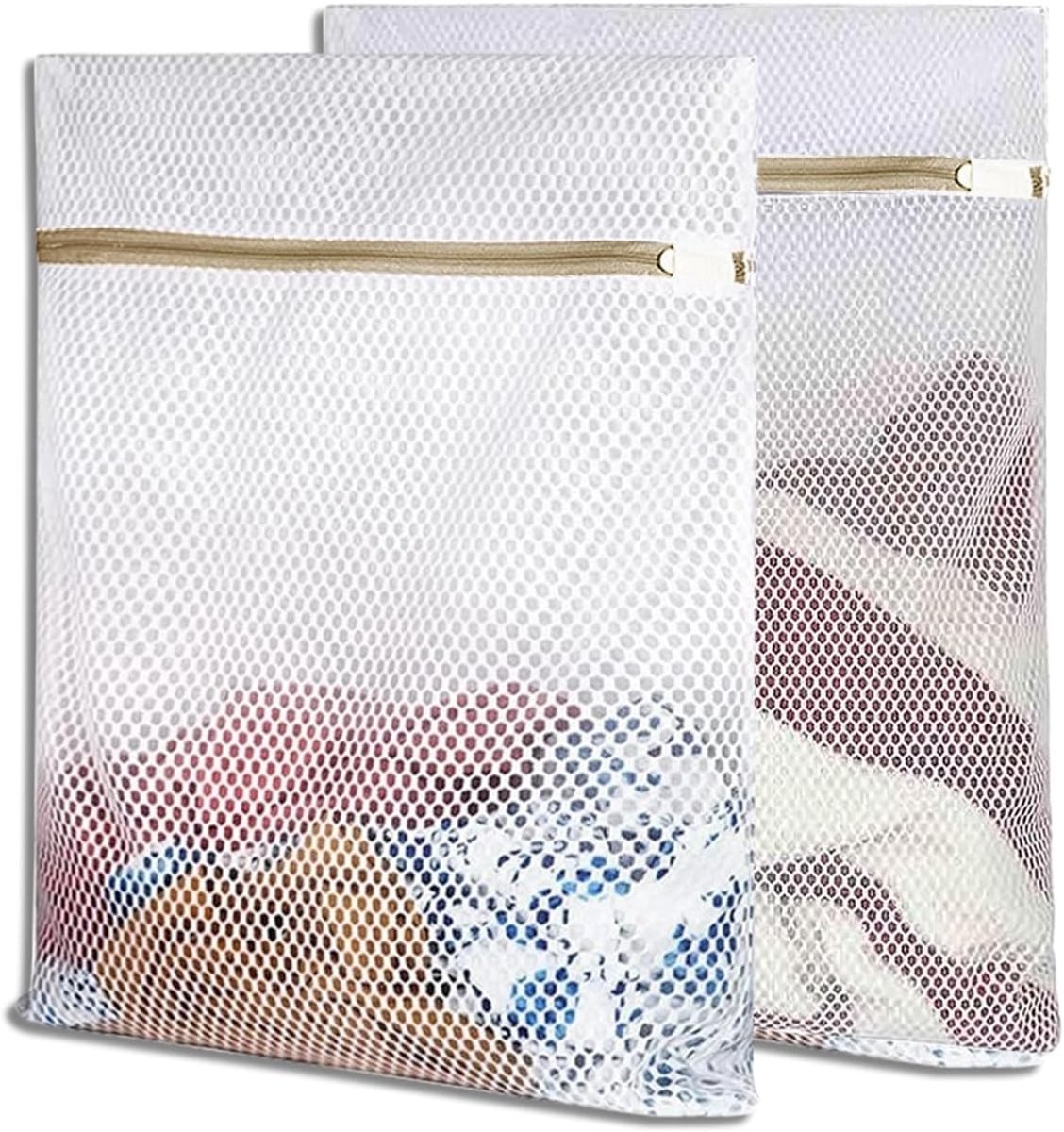 Waszakken voor wasmachine - Goud - 30 x 40 cm - Scheurvast Mesh met Veiligheidsritssluiting - Voor Ondergoed en Fijne Kleding