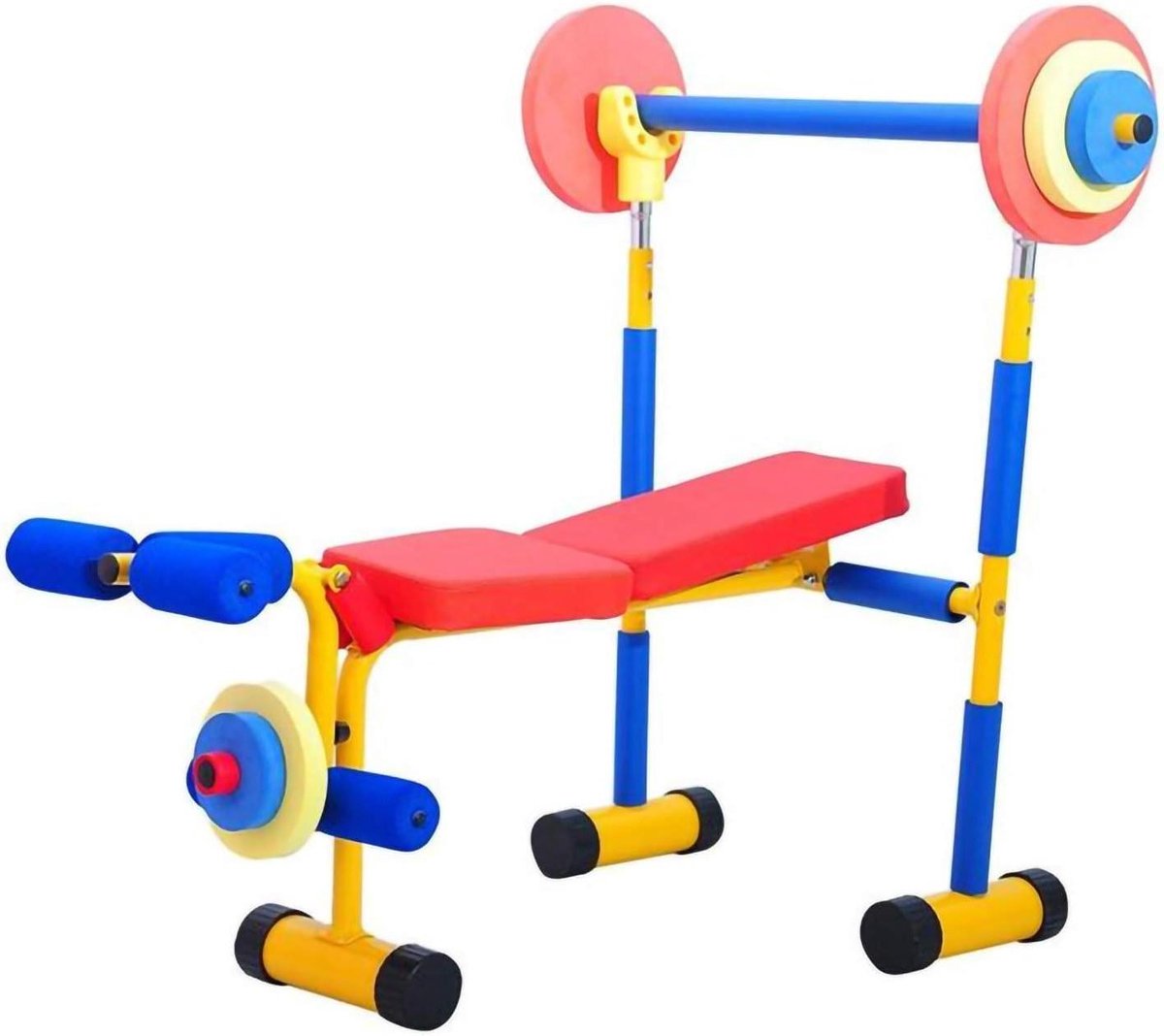 Kinder Trainingsbank - Halterbank Opvouwbaar - Actieve Kindertijd - Veilig Schuim Frame - 90x81x77 cm - Zwart