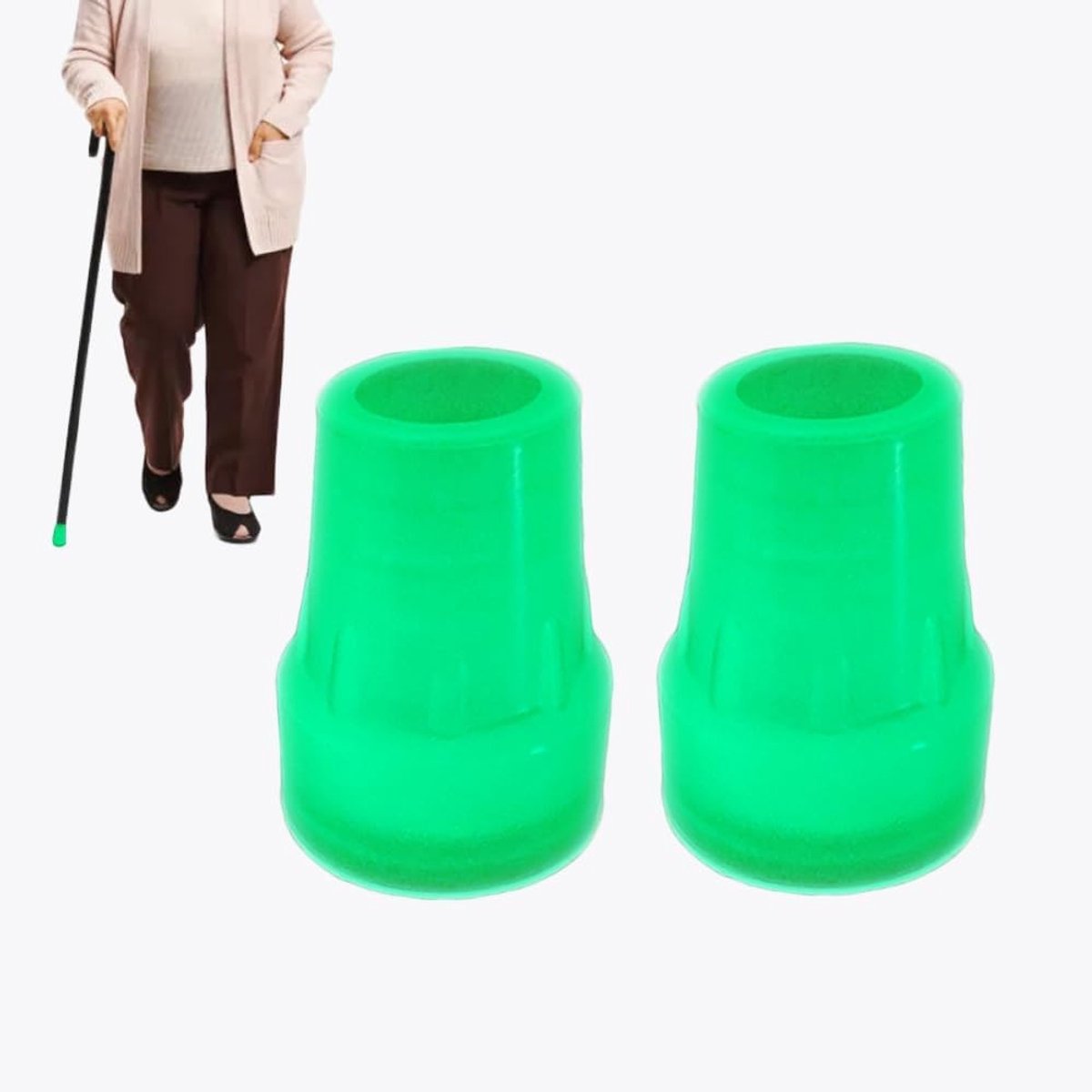 Luminous wandelstok tips vervangaccessoires, 7/8" ID, 2-pack - Verbeter grip en stabiliteit