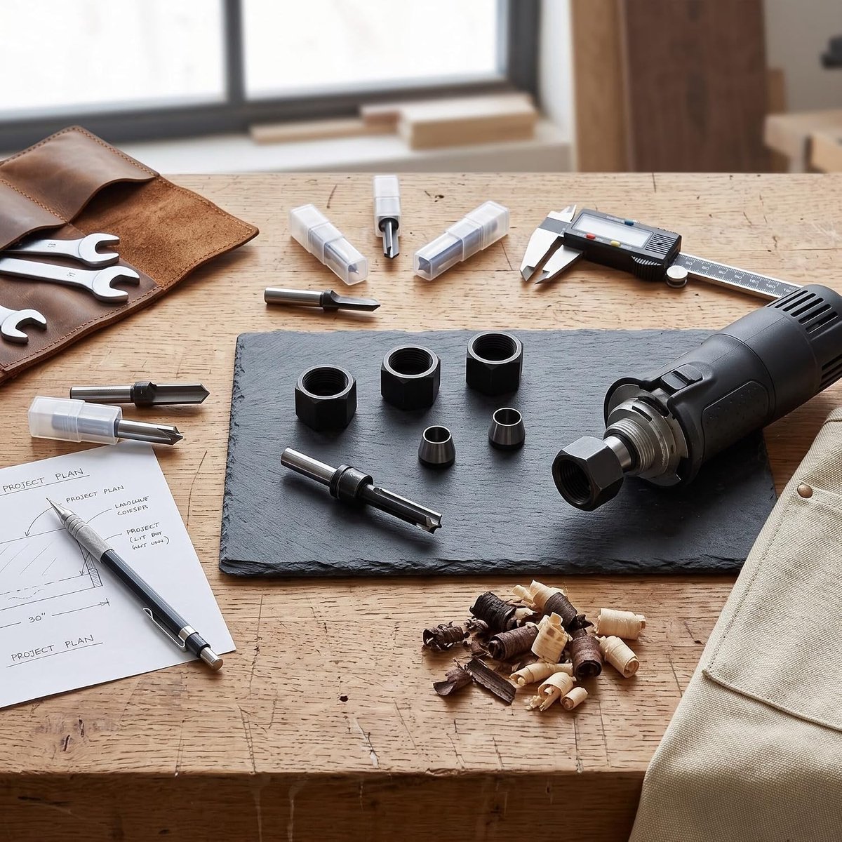 Router Collet Set met 6 Stukken, 6mm, 6.35mm, 8mm - Carbon Staal Adapter voor Houtbewerking en Freesmachines