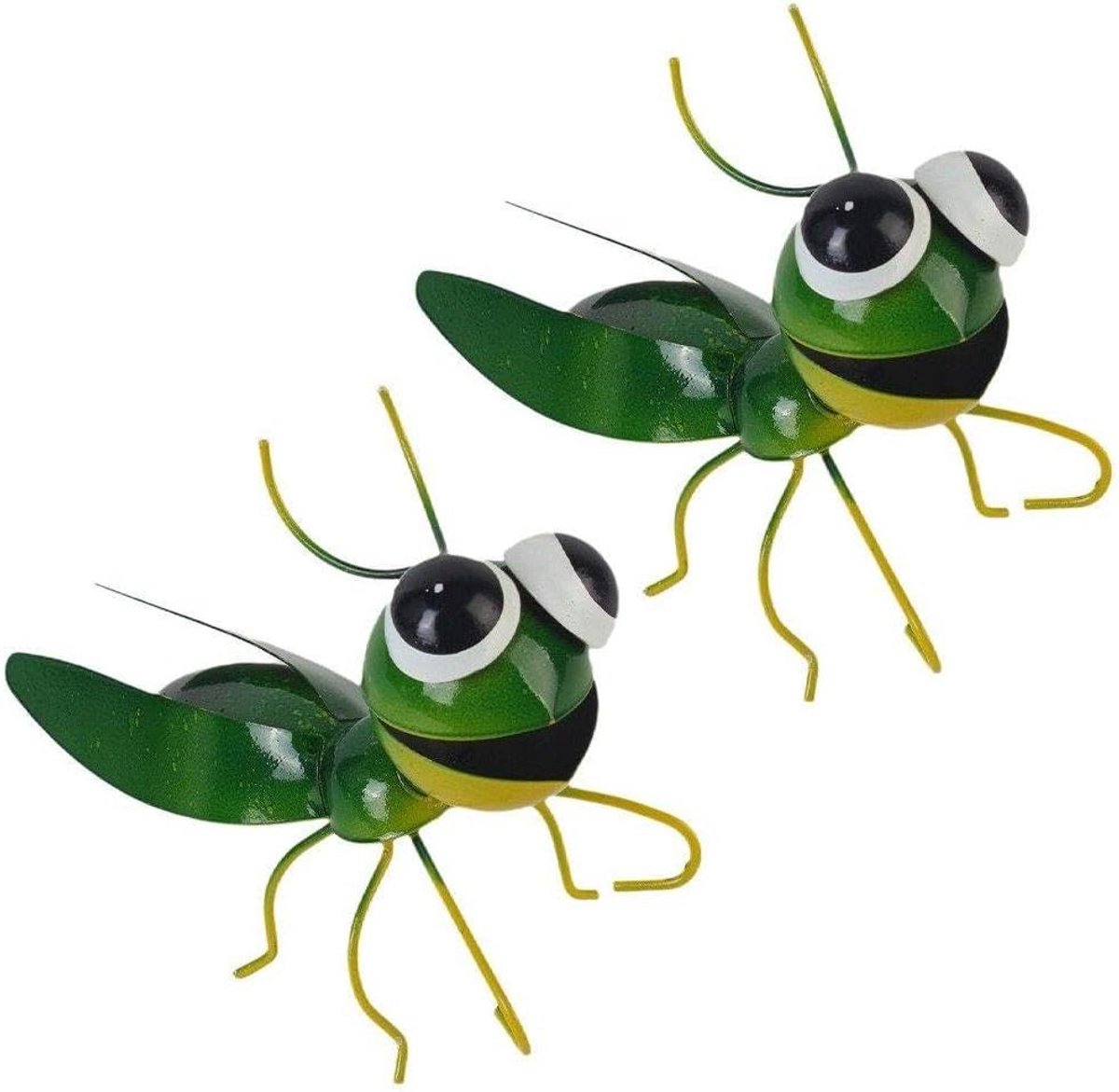 Metalen sprinkhaan decoratie - Tuinbeelden buiten - Tuin aankleden - Roestvrij metaal - 12.5 cm - Groen