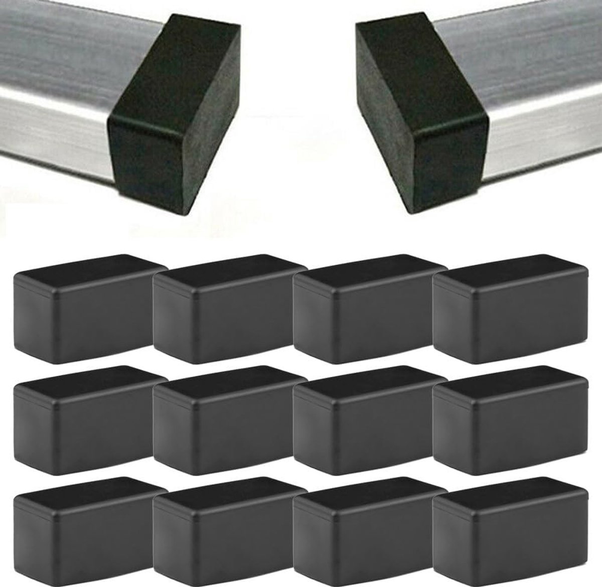 Rectangulaire Stoelbeen Beschermers - 12 Stuks, PVC Vrije Bescherming voor Meubilair en Vloeren (25x50mm)