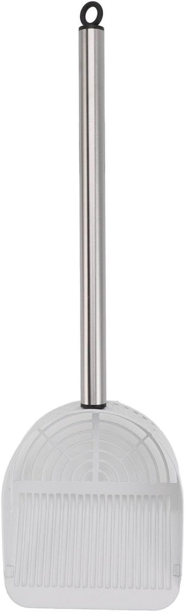 Kattenbakschep Lange Steel - Huisdier Afvalschep Zeef - Kattenbak Schoonmaken - Roestvrij Staal Zeef - 40 cm - Wit