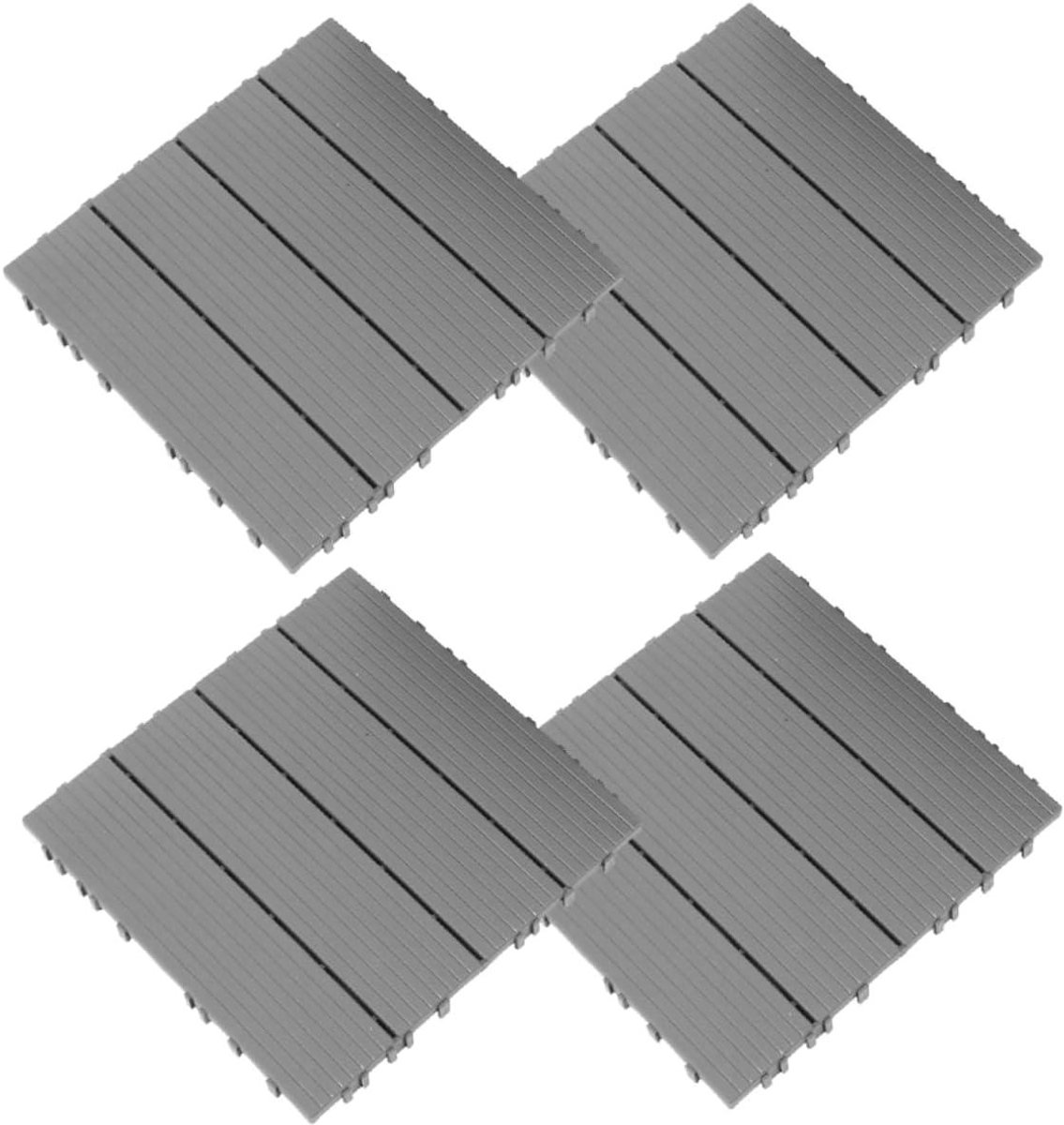 Kunststof Terrastegels - Vloerplaten Buiten - Tuin Aankleden - Zelfklevend Systeem - 29x29x2cm - Grijs