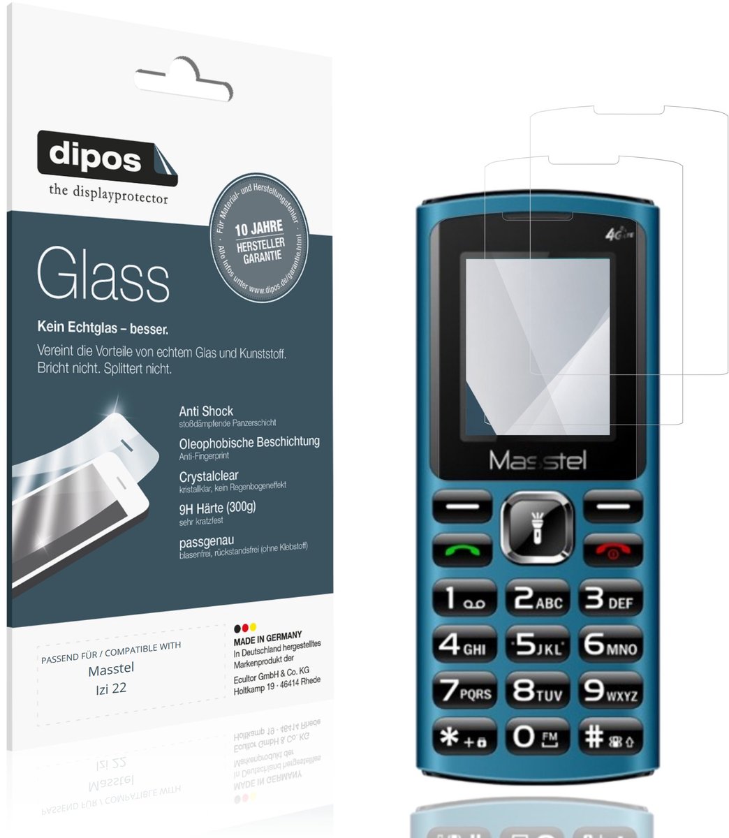 dipos – 2x Pantserfolie geschikt voor Masstel Izi 22 | 9H Screenprotector