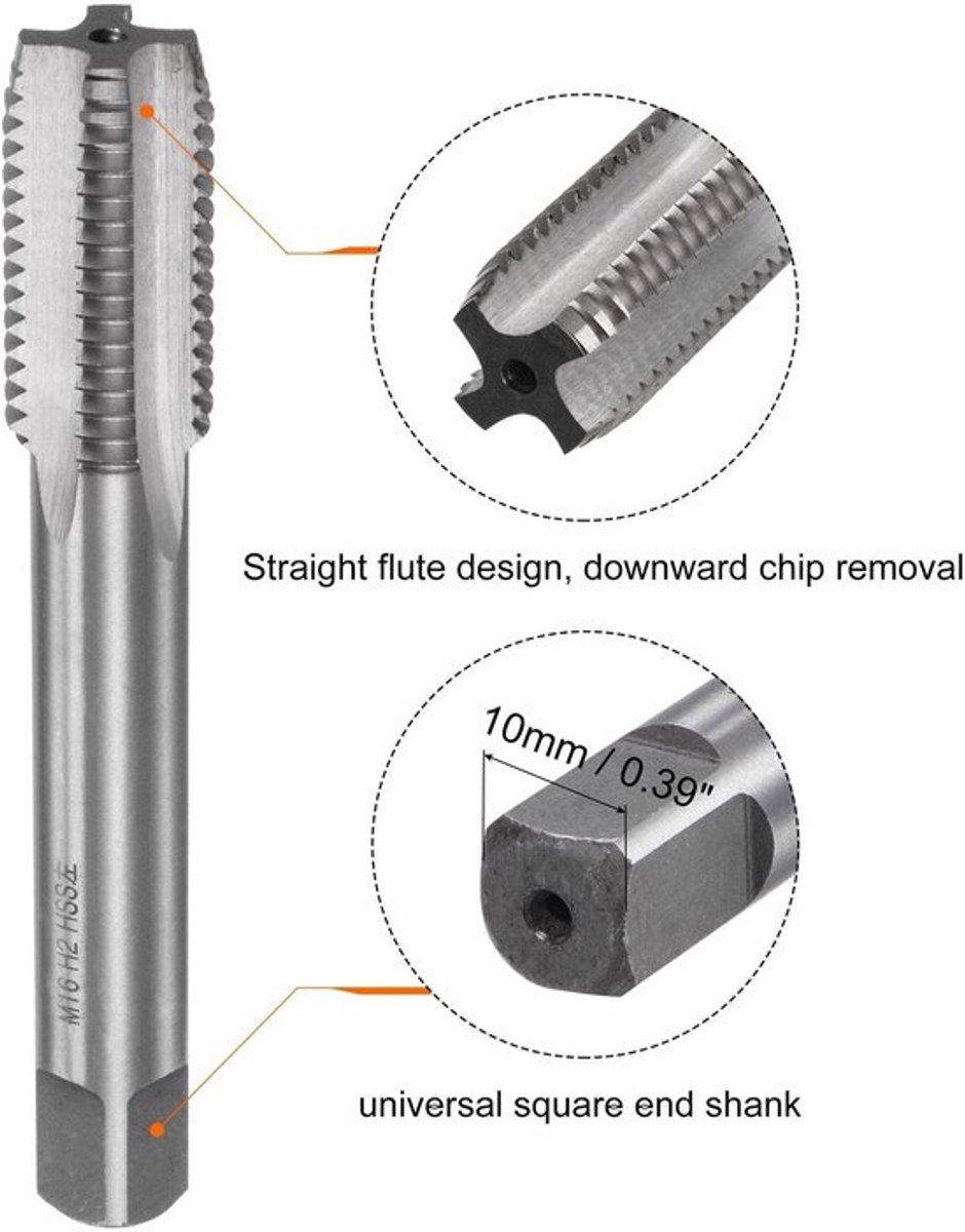 Kraan en Matrijsset M16 x 2 - Linkshandige Schroefdraad - Robuuste Tap/Matrijs - Duurzaam Gereedschap - Eenvoudige Bediening - Hoge Koppelsterkte - Tapset