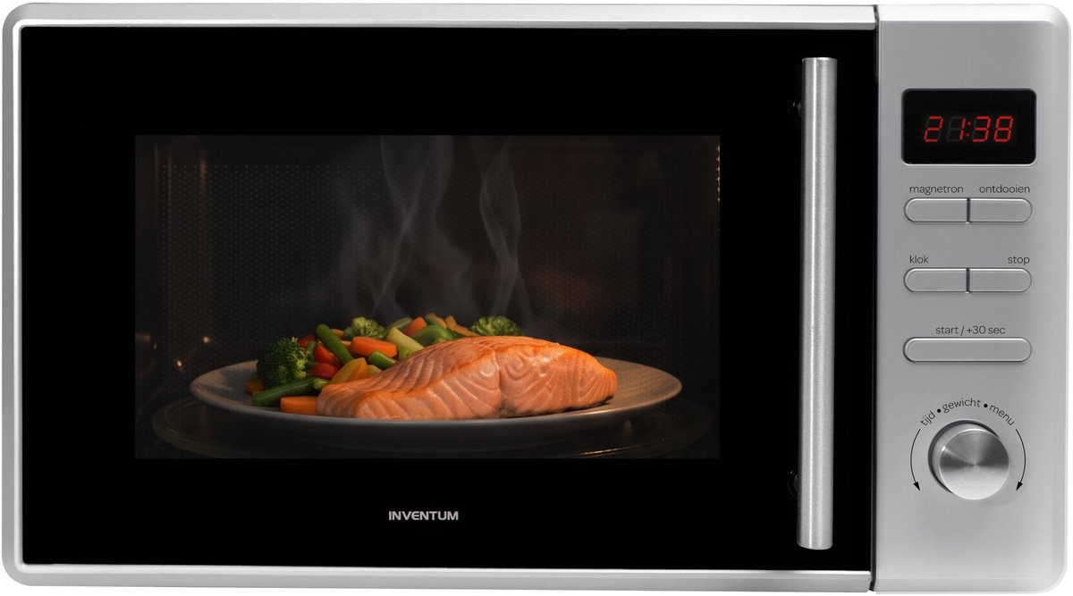 Bol.com Inventum MN207S Solo magnetron - 20L - 800W - 8 kookprogramma's - Display - Ontdooifunctie - Zilver aanbieding