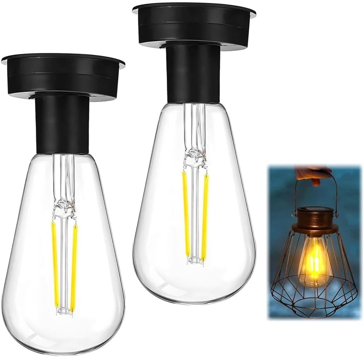 Vervangende Zonnepaneel voor Solarverlichting - Zwart - 8 cm - Met LED-lamp - Voor Tuinverlichting