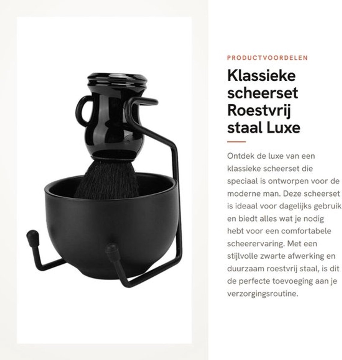 Scheerset Heren - 3-in-1 Houder - Roestvrij Staal - Scheerkom - Scheerkwast - Duurzaam en Luxe Ontwerp - Scheerkit