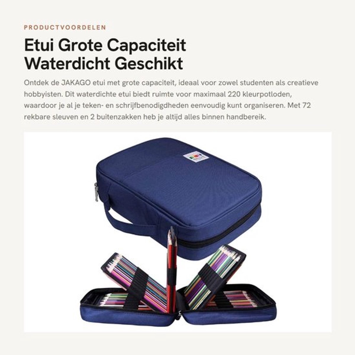 Potloden Etui Grote Capaciteit - Waterdicht - Etui met 72 Sleuven - Duurzaam - Bescherming tegen Stof/Water - Compact en Lichtgewicht - Pencil Case
