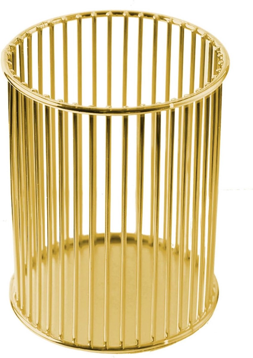 Metalen pennenhouder - Geschikt voor make-up kwasten, potloden, enz. op het bureau - voor het organiseren van spullen thuis en op kantoor - Goud - 10cm x 8cm