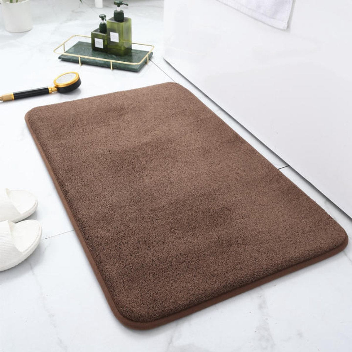LISM-Antislip badmat, badmat, zachte microvezel douchemat, 50x80cm - bruin
