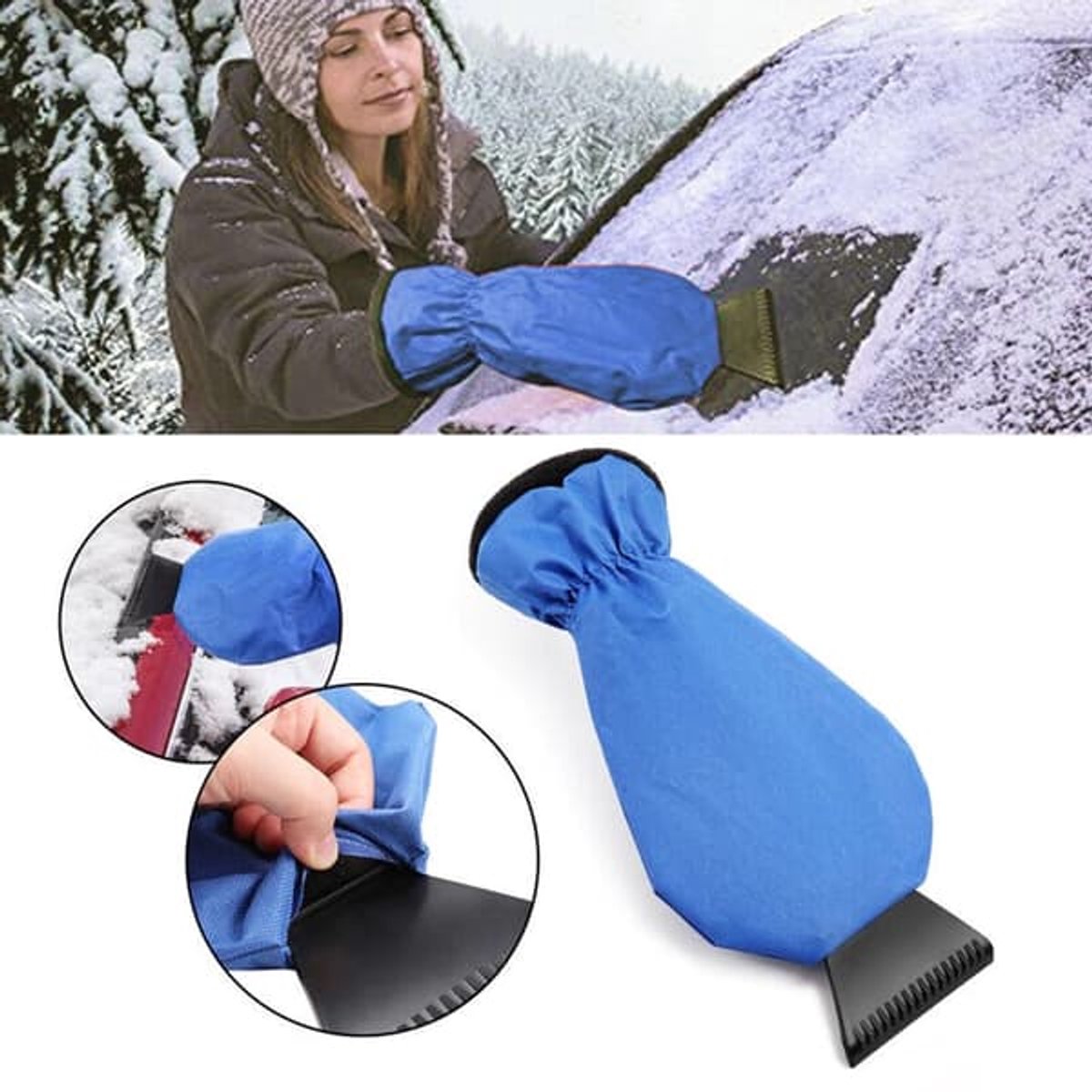 Claoner Sneeuwschop - IJskrabber met handschoenen - Winter warm - Effectief - 1 stuk - Blauw
