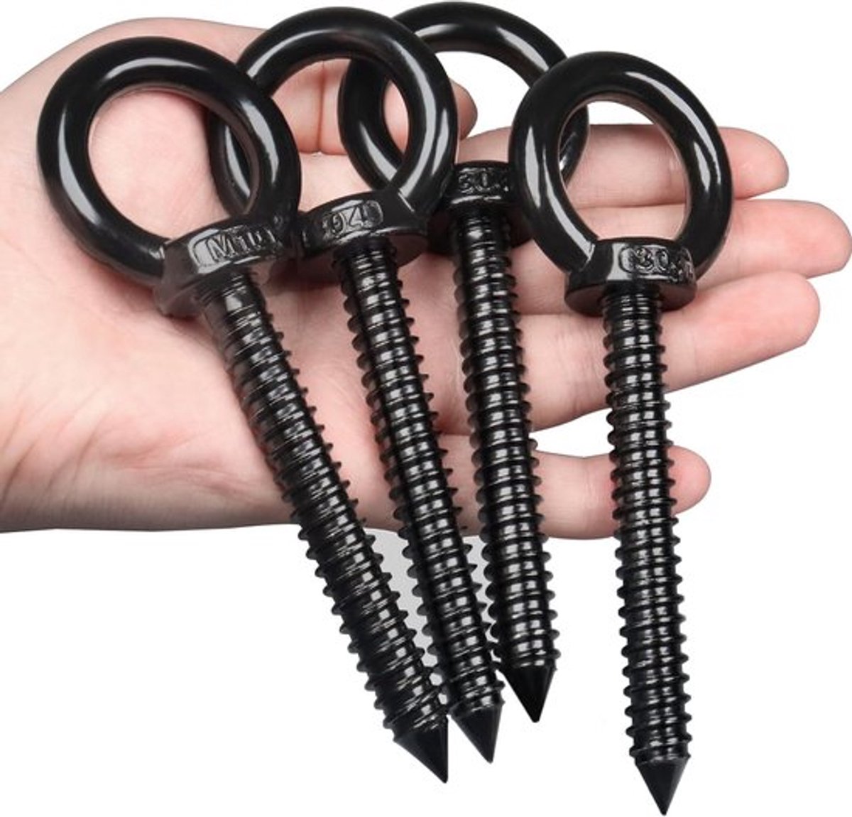 Thijox - 5 Inch Heavy Duty Ooghaken M10 Oogschroef Oogplaat 700 Lb Draagvermogen voor Hangmatstandaard, Schommelstoel, Yoga, Zwart voor Binnen & Buite