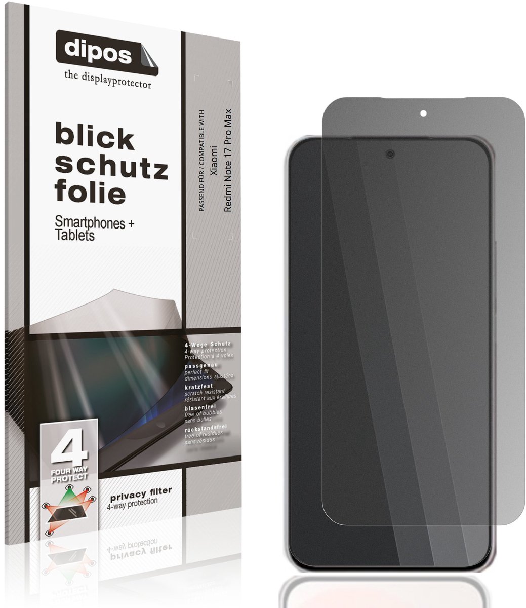 dipos – Matte Privacy Screenprotector geschikt voor Xiaomi Redmi Note 17 Pro Max | Anti-Spy Beschermfolie