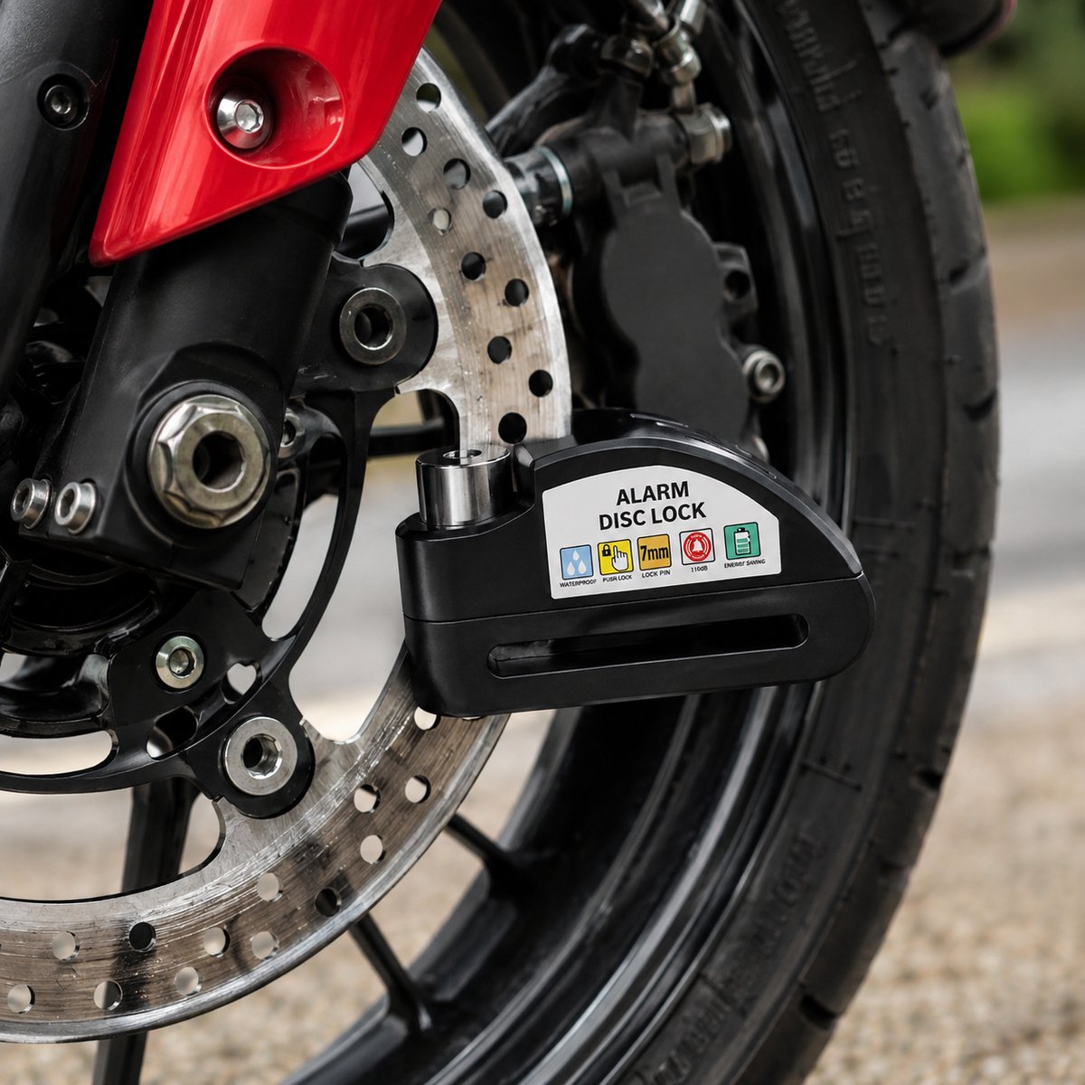Home & Marker – Alarmschijfremslot met Alarm 110 dB – Motorslot & Scooterslot – Waterdicht Remschijfslot voor Motor, Scooter & Fiets – Zwart – ALERTOLOCK – foto 8