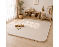 HENVAE® Beige Speelmat 160 x 150 cm x 4 cm EXTRA DIK – Baby speelmat - Veilig - Kruipmat - Speelkleed - Speelmat kinderkamer - Speelmat baby