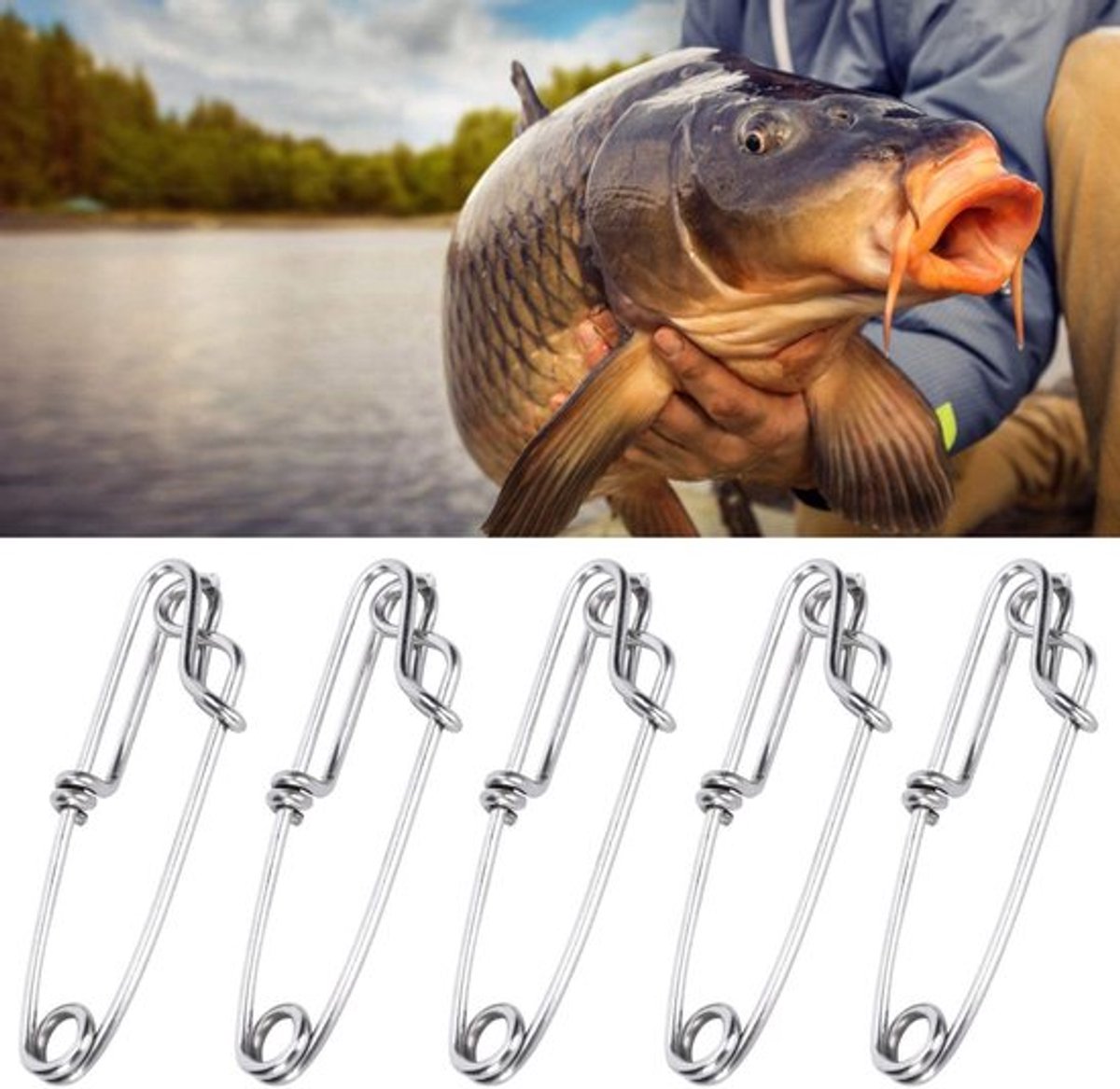 Downrigger Clips 15 Stuks - Roestvrij Staal - Lange Lijn Clips - Lichtgewicht - Corrosiebestendig - Compact Formaat - Visclips