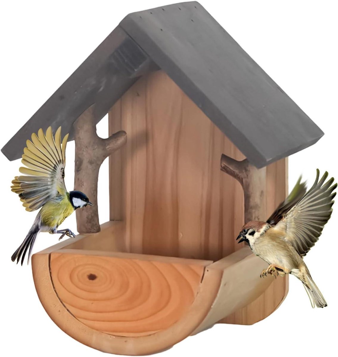 Vogelvoederstation Kit - Vogelvoederbak Buiten - Vogels Voeren - Weerbestendig Hout - 19 x 15 x 26 cm - Houtkleur