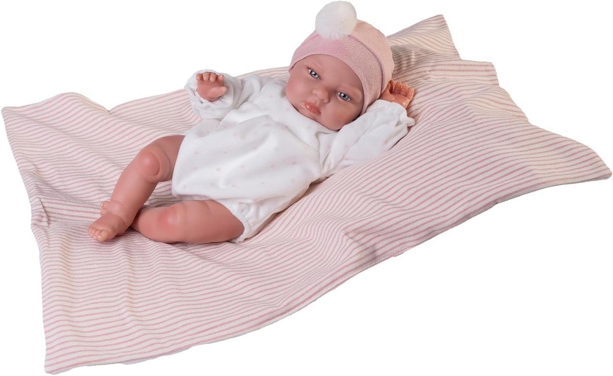 Reborn Pop Tufi - Babypop Realistisch - Knuffelen en Spelen - Zacht Stoffen Lichaam - 33 cm - Meerkleurig