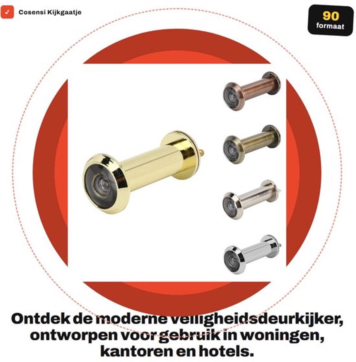 Kijkgaatje Roterende Privacybescherming - Ultra HD Lens - Antidiefstalhoek 220 Graden - Voor Deurdikte 55-90 mm - Veiligheid Voor Thuis/Kantoor/Hotel - Deurkijker