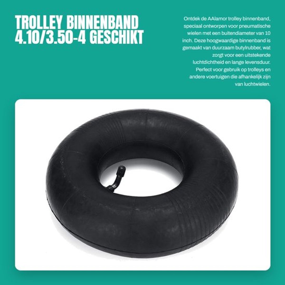 Binnenbuis 4.10/3.50-4 - Trolley - Pneumatische Wielen - Butylrubber - 10 Inch - Zwart - Buitenband