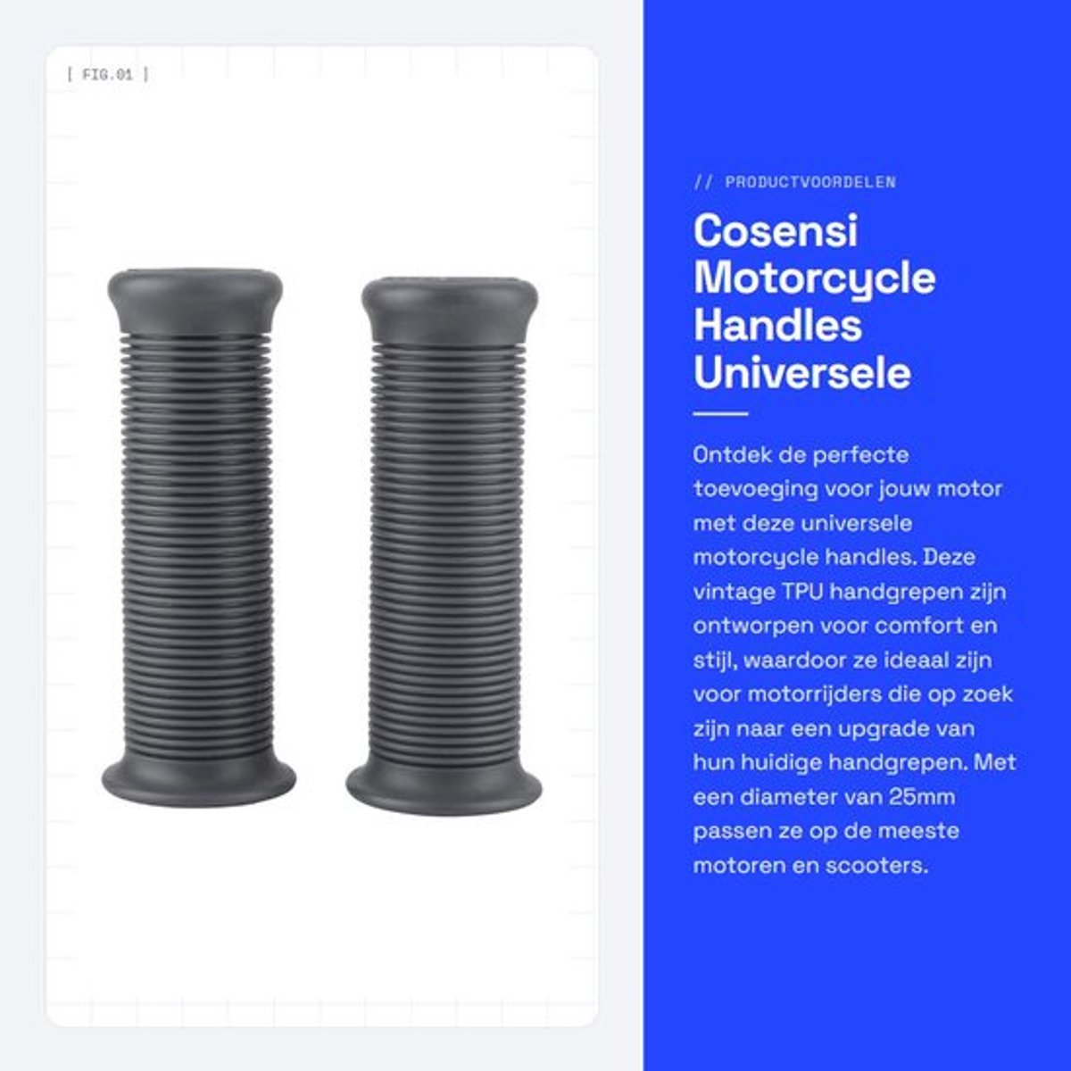Handgrepen Universeel - 2 Stuks - 25 mm/1 Inch - TPU - Geschikt voor Motorfietsen - Eenvoudig te Installeren - Motorhandgrepen