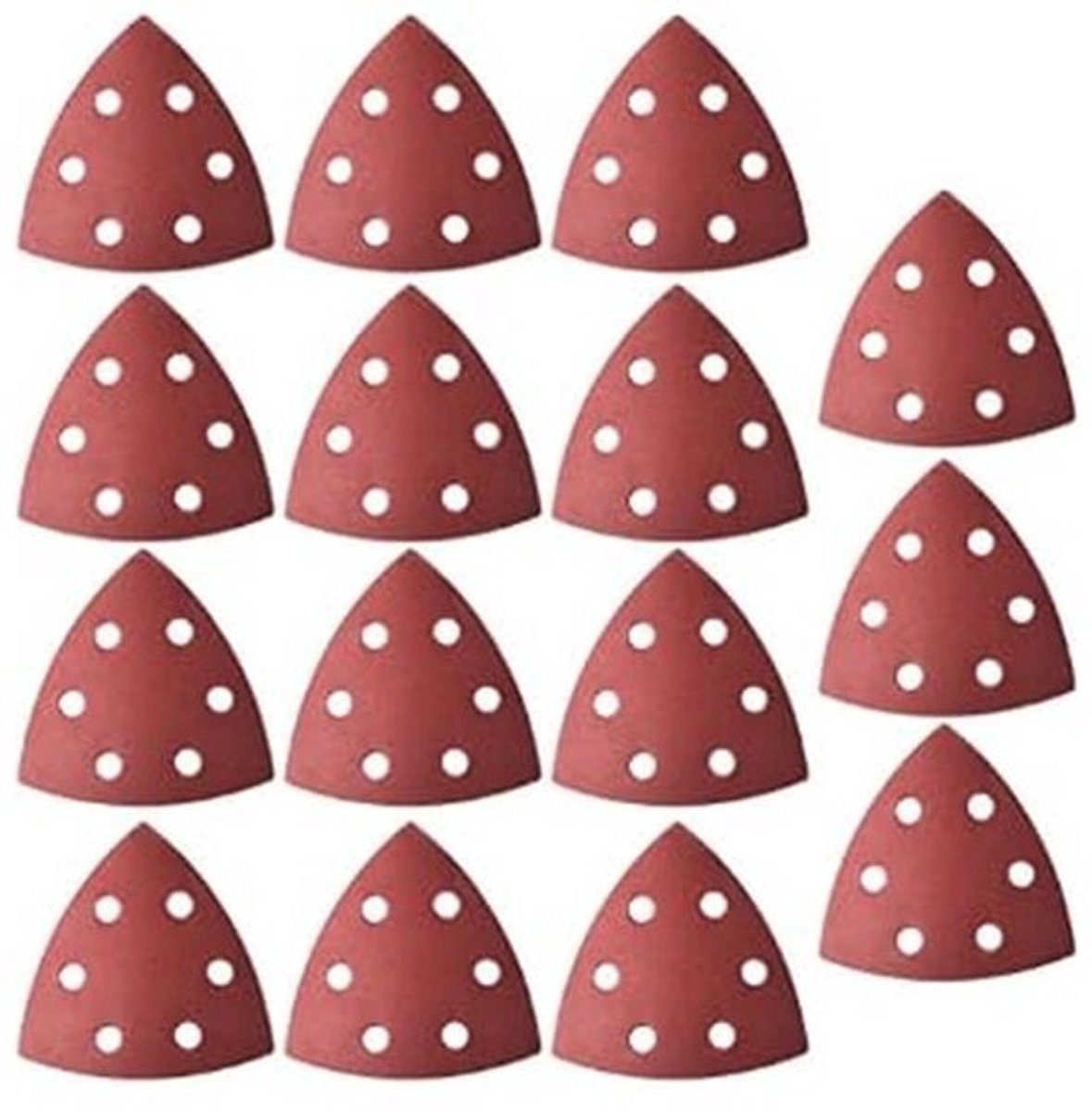 Schuurpapier 320 - Driehoekig - 6-holes - Set van 15 - Aluminiumoxide - 90 x 90 x 90 mm - Schuurvellen