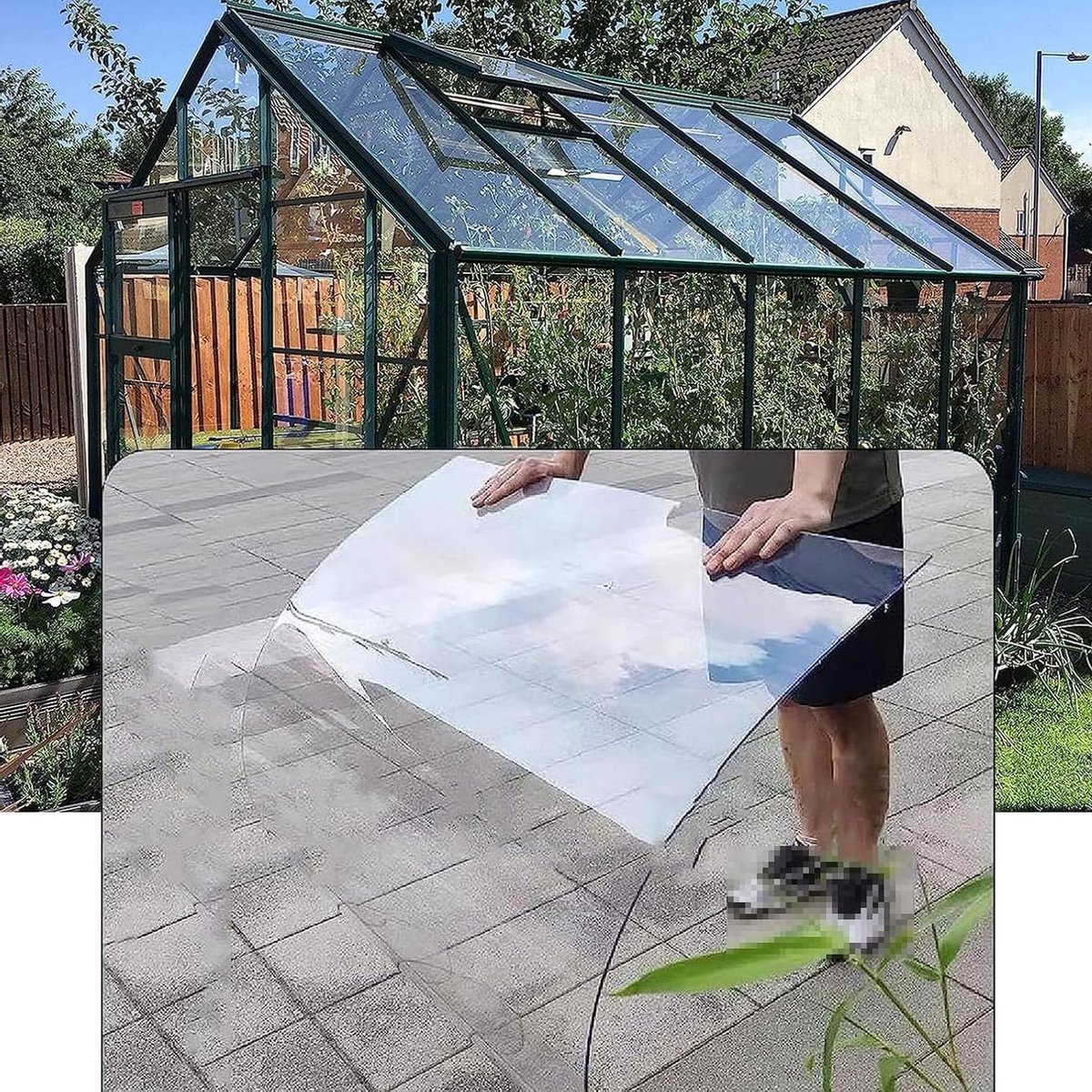 Dakplaat Polycarbonaat - Regendakpaneel Kunststof - Buitenafdekking Projecten - Versterkt Polyester Glasvezel - 2 x 13.1ft - Transparant