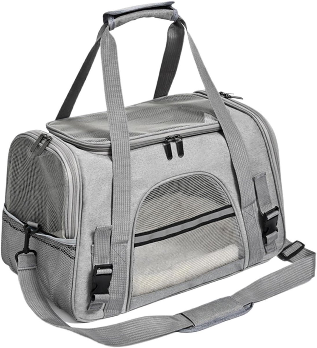 Reistas voor Huisdieren - Dieren Schoudertas Hondentas - Comfortabel Reizen - Ademend Mesh-Design - 43 x 25 x 6 cm