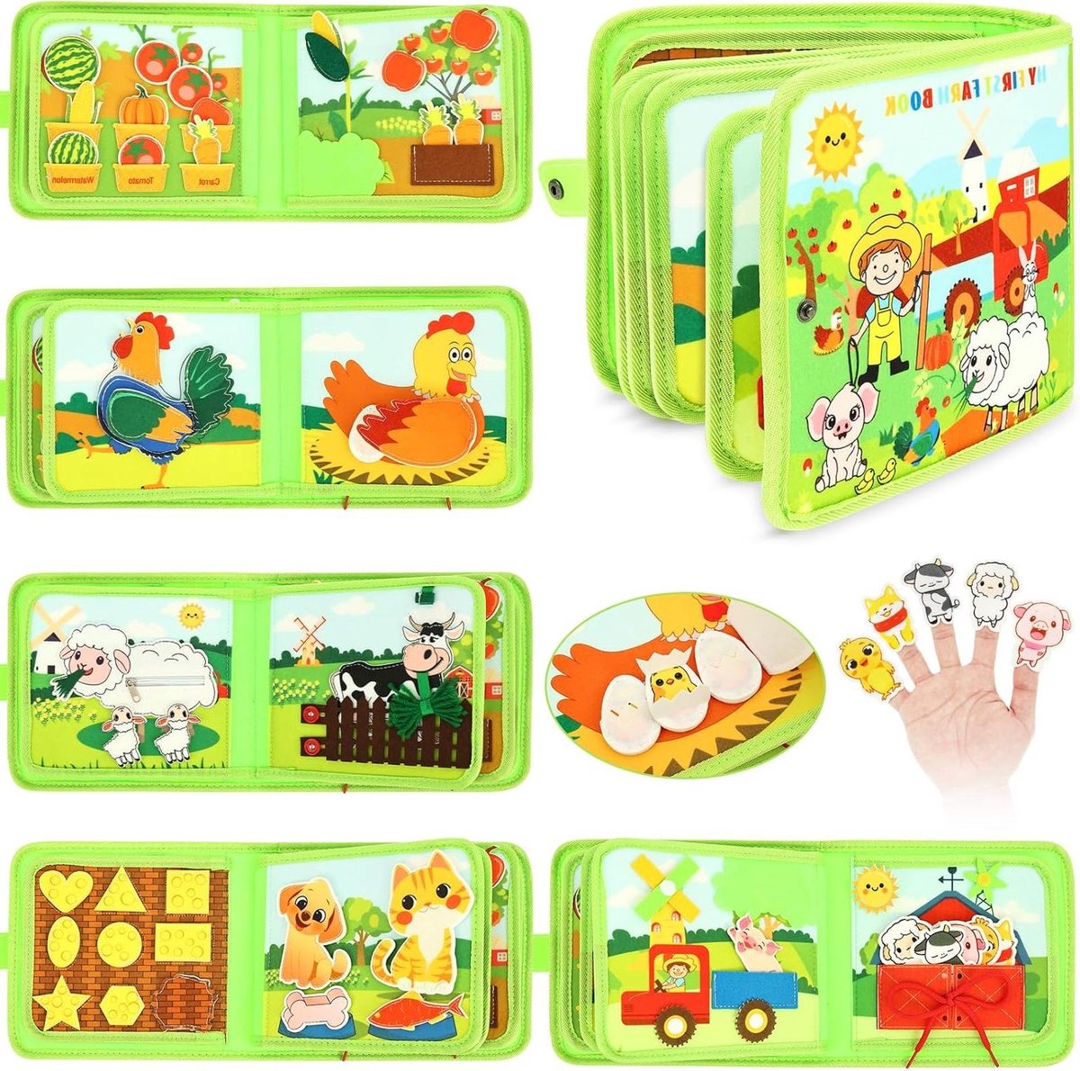 Montessori Werkboek Peuters - Educatief Leerboek - Zelfstandig Spelen - Zacht Viltdoek - 20 x 20 x 8 cm - Multicolor