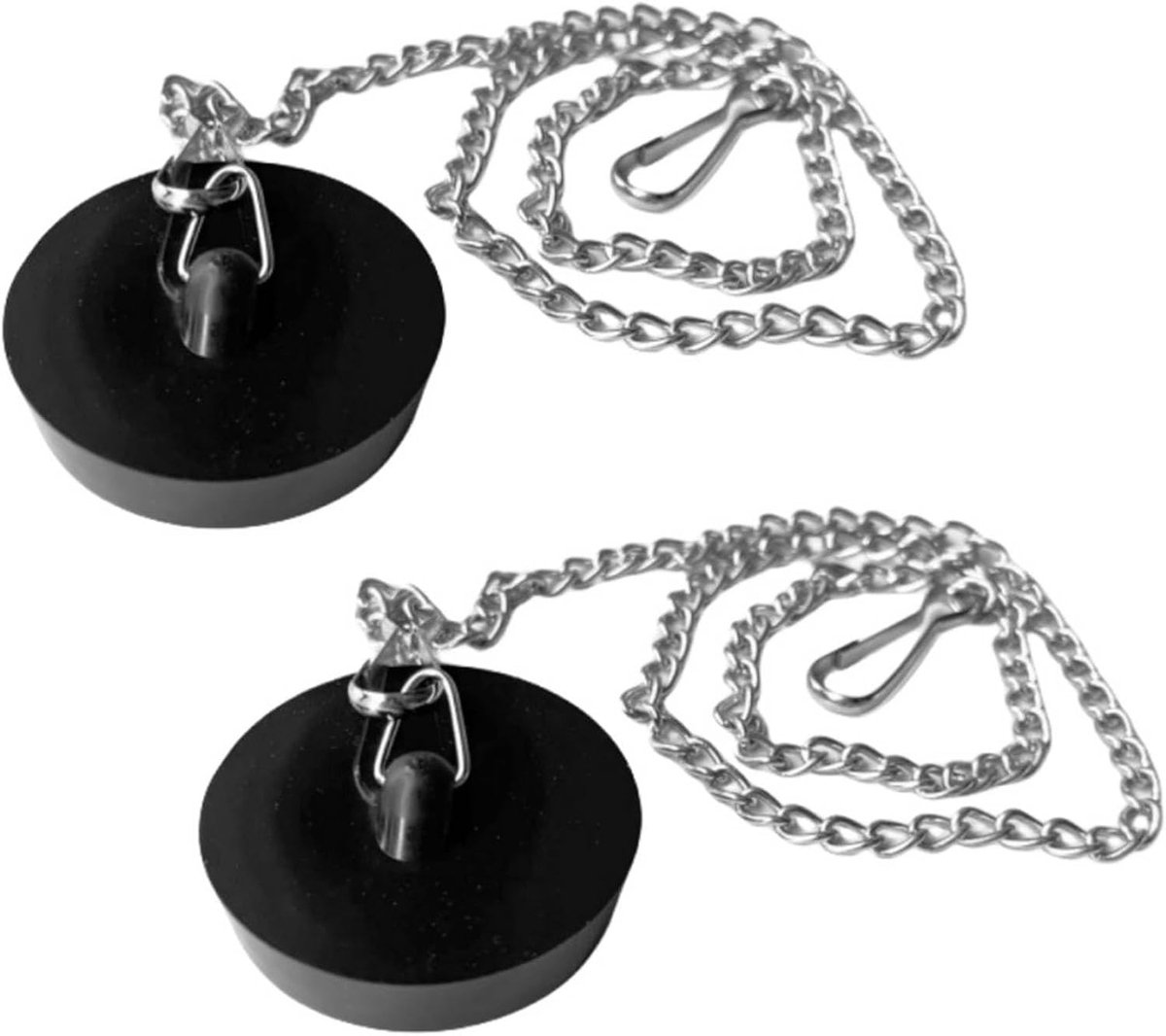 Roestvrijstalen keuken-gootsteen - Zwart - 4,5 x 4,2 x 1 cm - Rubberen Afvoerstop met Ketting - Voor Badkuip en Keuken