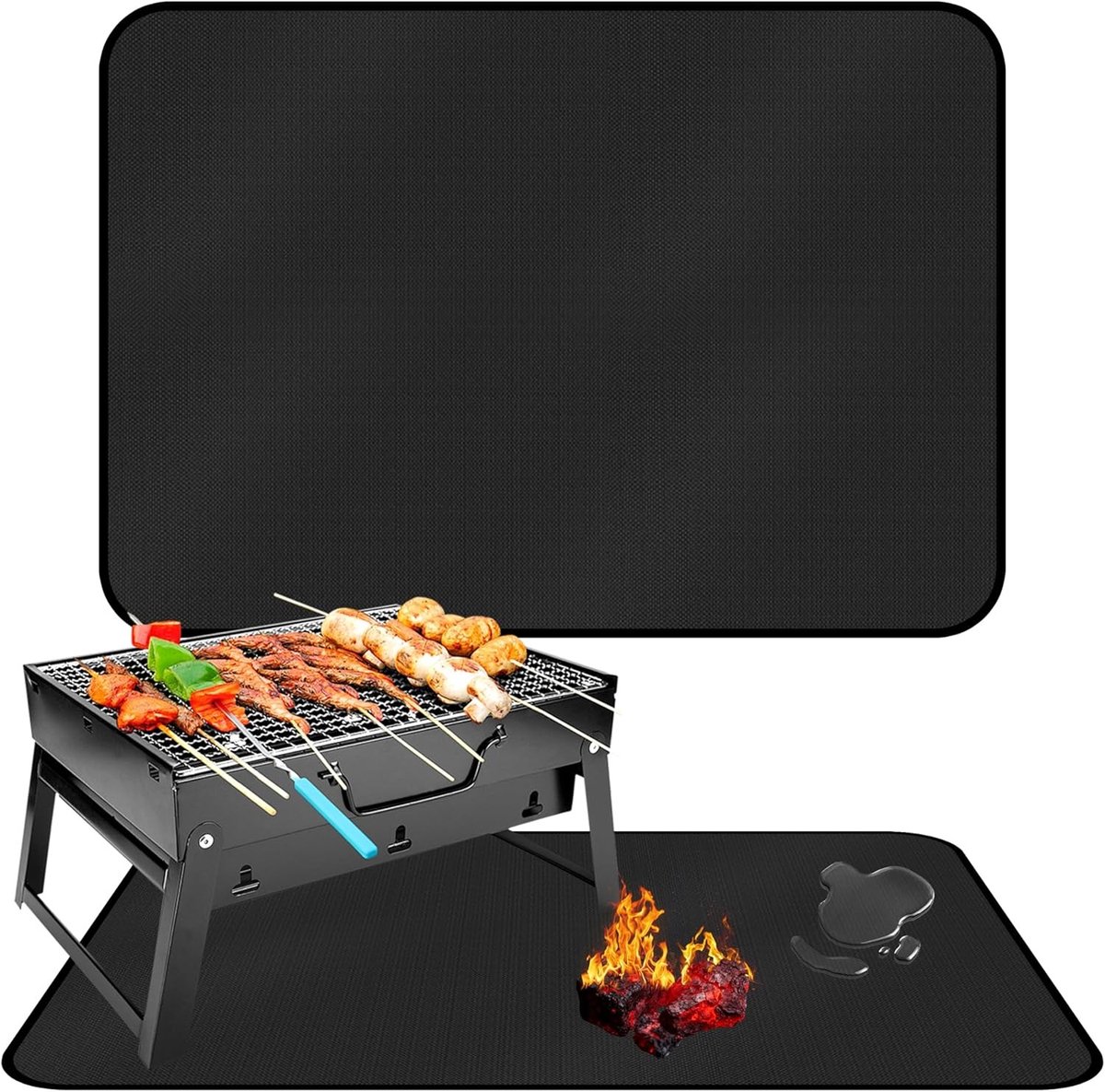 Isolatiemat - Grijs - 50 x 80 cm - Vuurvaste en hittebestendige siliconen mat - Voor bescherming van barbecue en haard