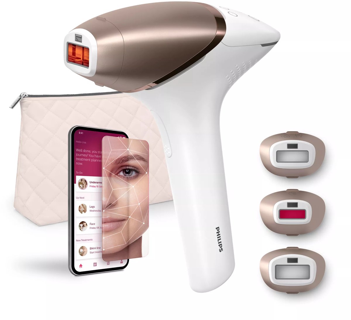 Philips BRI973/00 licht haarverwijderaar IPL Roségoud, Wit