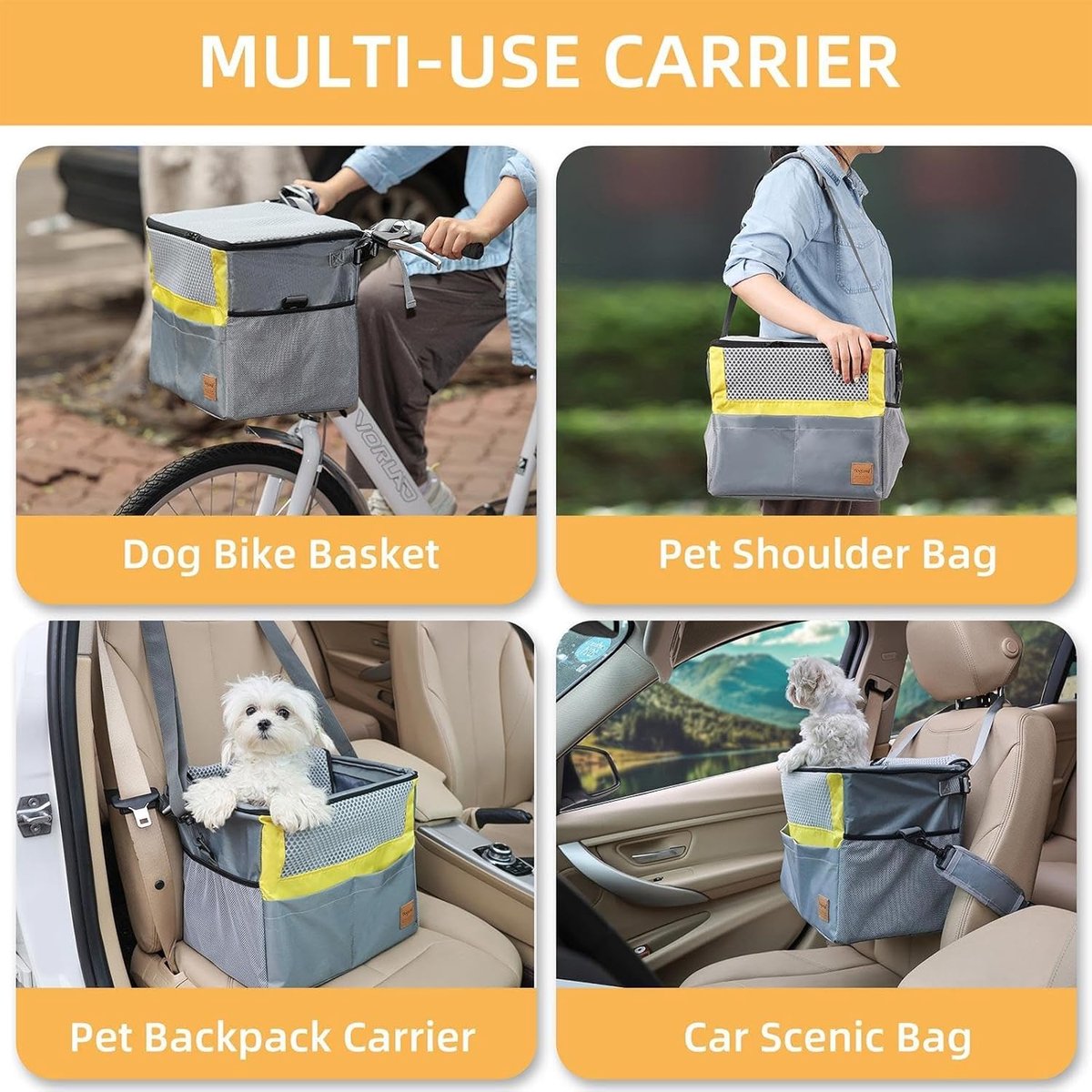 Fietsmand Hond - Draagtas Huisdier - Veilig Vervoeren - Waterdicht Ademend - 38x30x28cm - Zwart