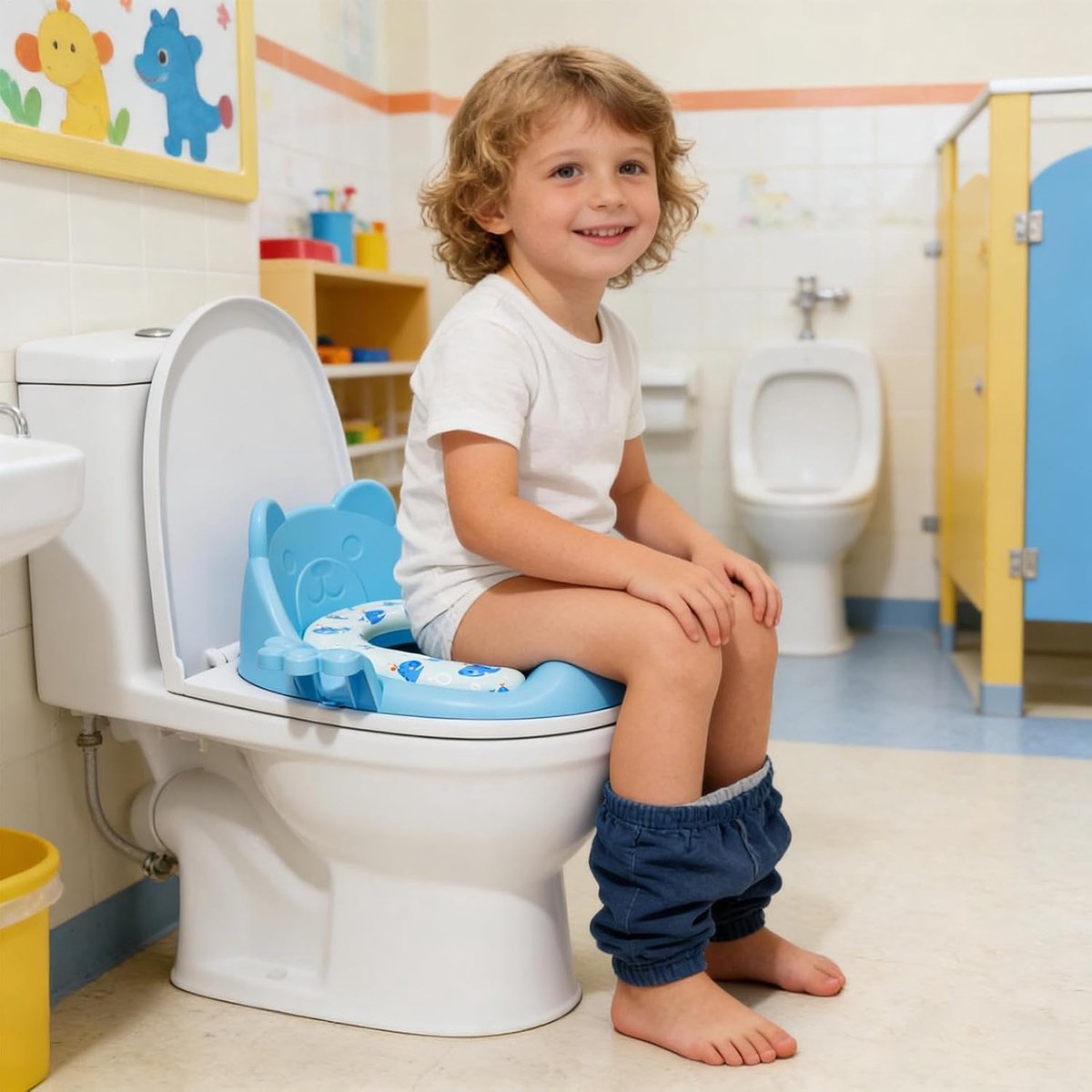 Toiletbril Kinderen - Potje Kussen - Zindelijkheidstraining - Antislip en Waterdicht - 41 x 38 x 14 cm - Blauw