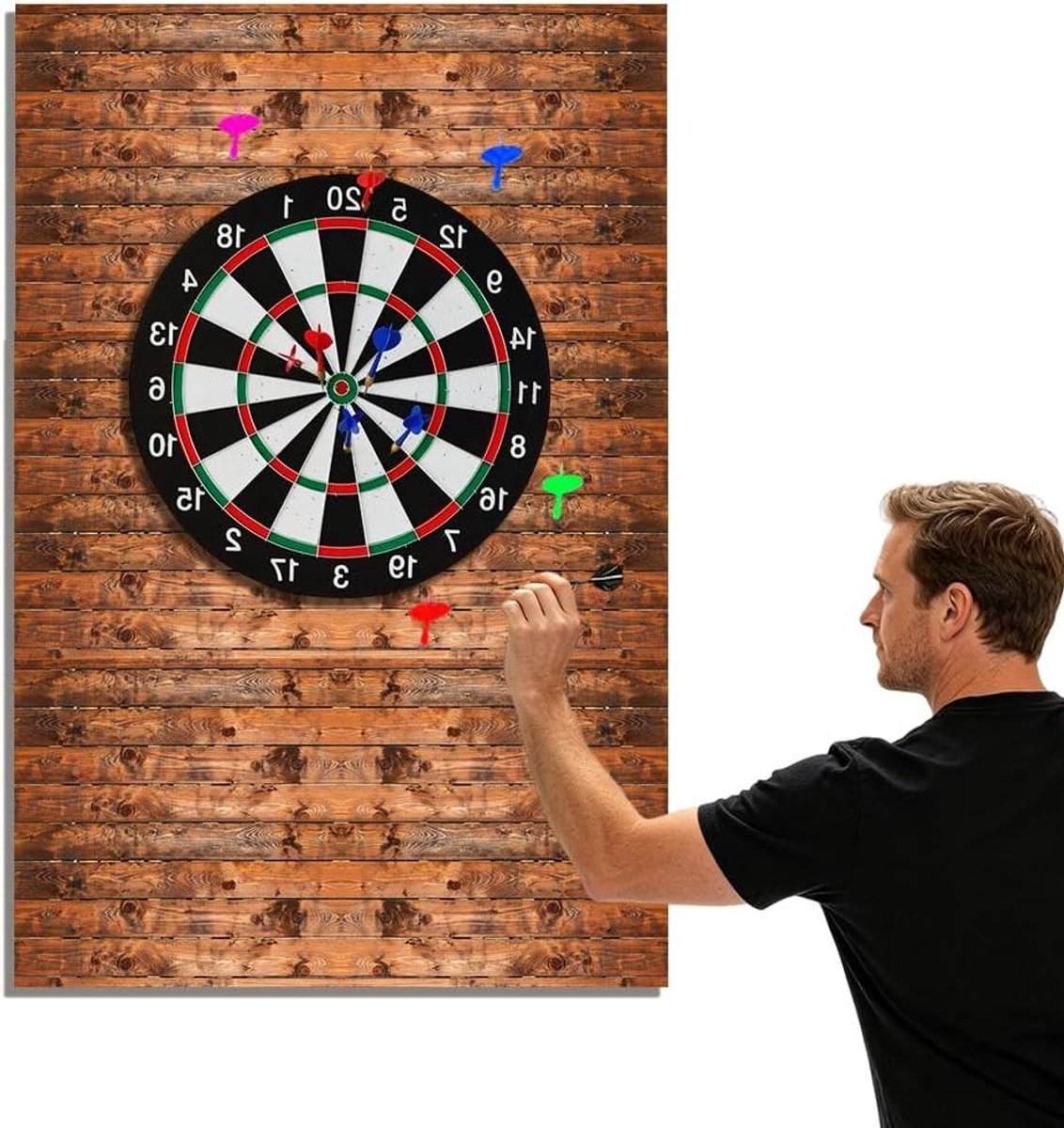 Dart muurbescherming - Wandbescherming dartbord - Muur beschermen - Houtnerf design - 30 x 30 cm - Bruin