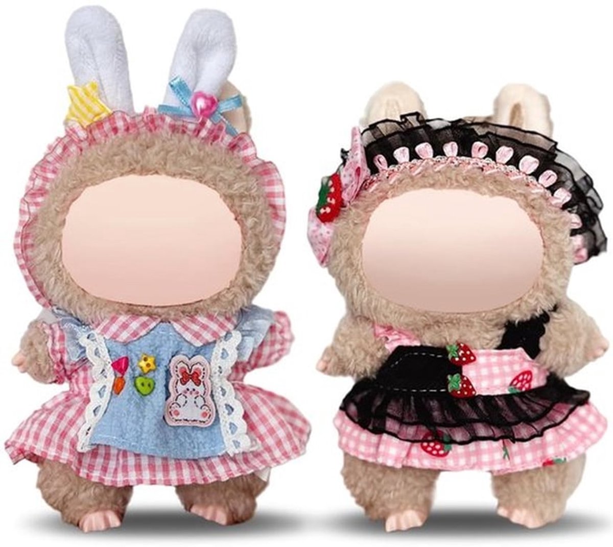 Kleding voor 17 cm Pluche Pop - 2 Sets Kleding - Accessoires - Perfect Cadeau - Tevredenheidsgarantie - Geschikt voor Rabu-poppen - Poppenkleding
