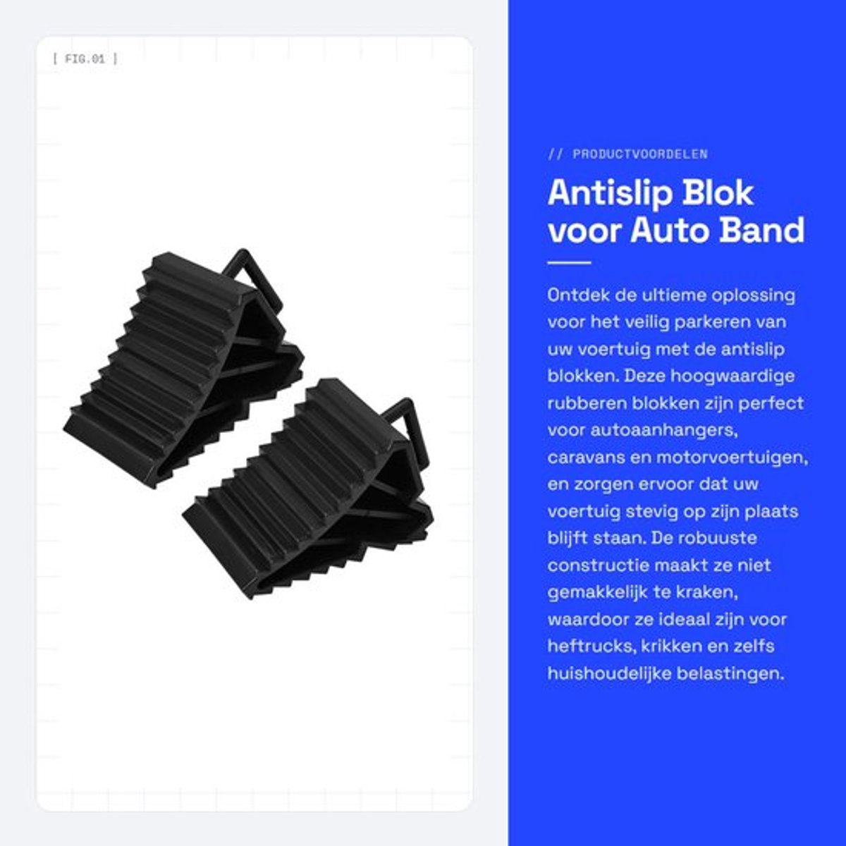 Bandenhouder Hoogwaardige Rubber - Antislip Blok - Wiel Uitlijning - Geschikt voor Autoaanhangers - Ruimtebesparend - Afmetingen 15,5 x 9 x 9,8 cm - Wielblokken