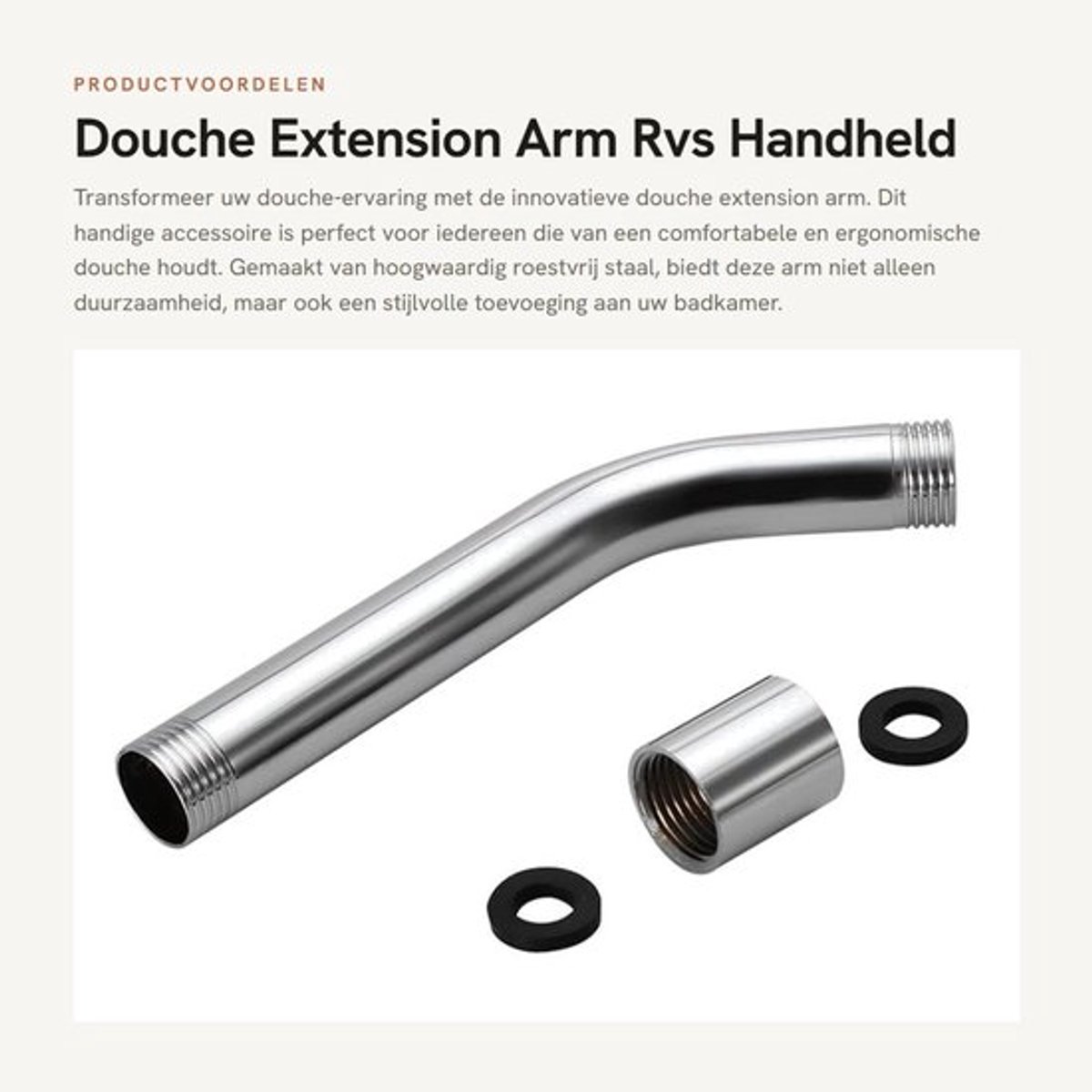 Douchearm Roestvrij Staal - Douchekop Verlengarm - Wandmontage - Ergonomisch Ontwerp - G1/2 Draad - Comfortabele Douche-ervaring - Doucheverlengstuk