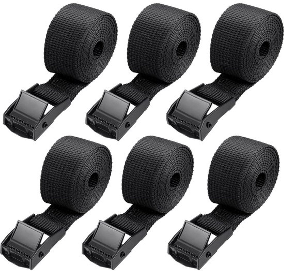 Sjorbanden 1000 mm - 6 Stuks - Stevige Polyestervezel - Roestvrije Bevestigingsbanden - Antislip - Voor Fietsen/Bagage - Bevestigingsriemen